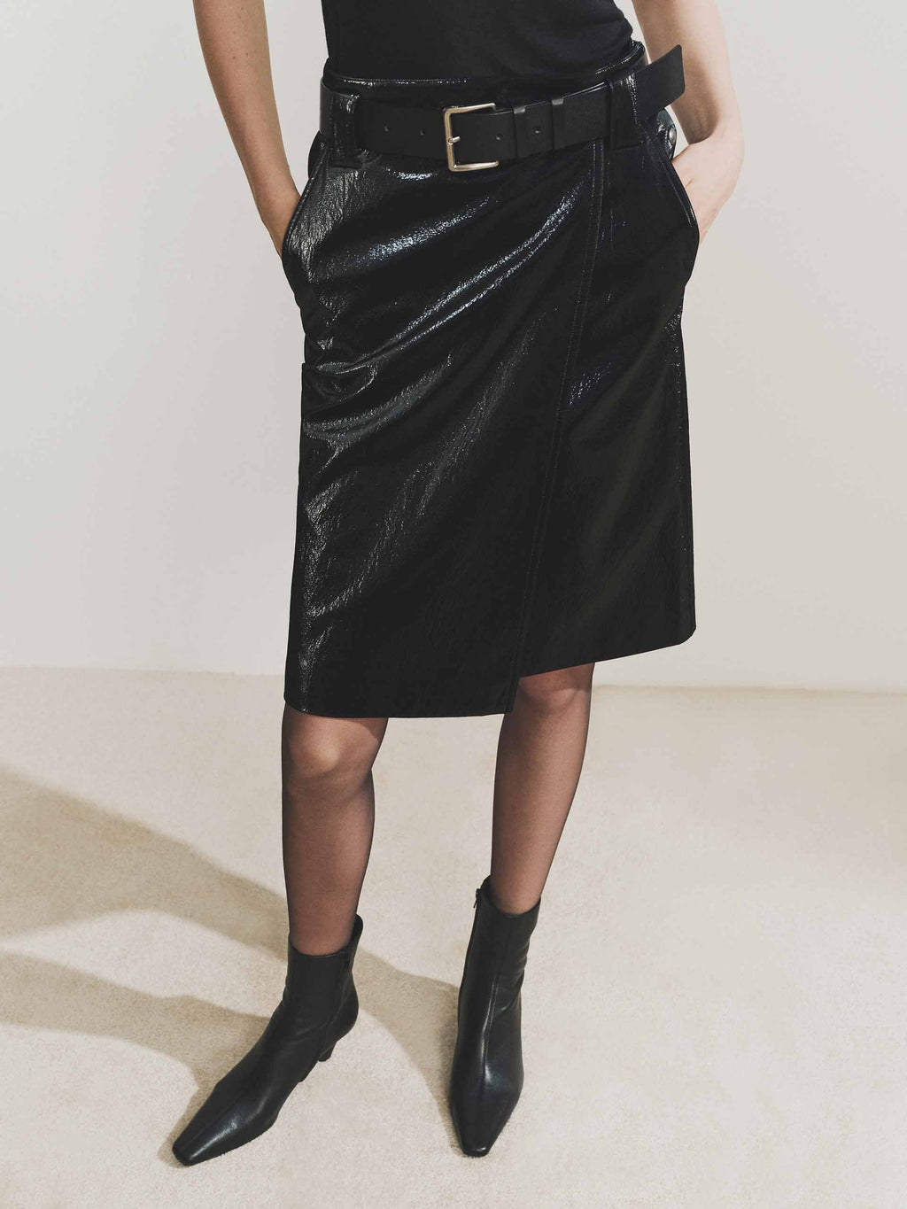 Include Belt Leather Skirt