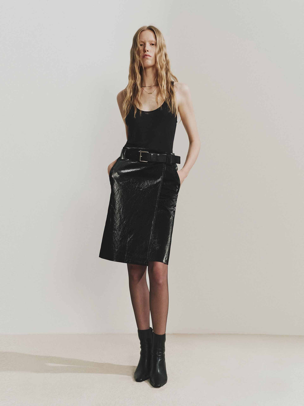 Include Belt Leather Skirt
