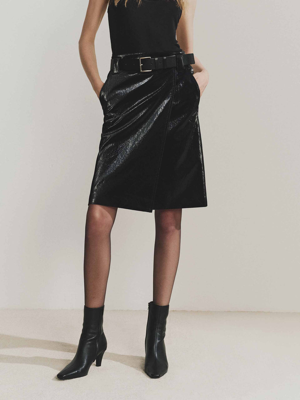 Include Belt Leather Skirt