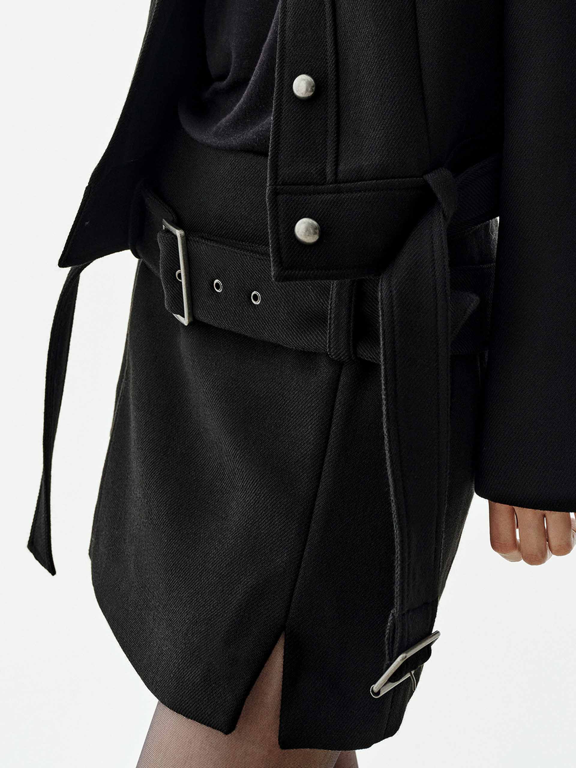 Side Slit Mini Wool Skirt