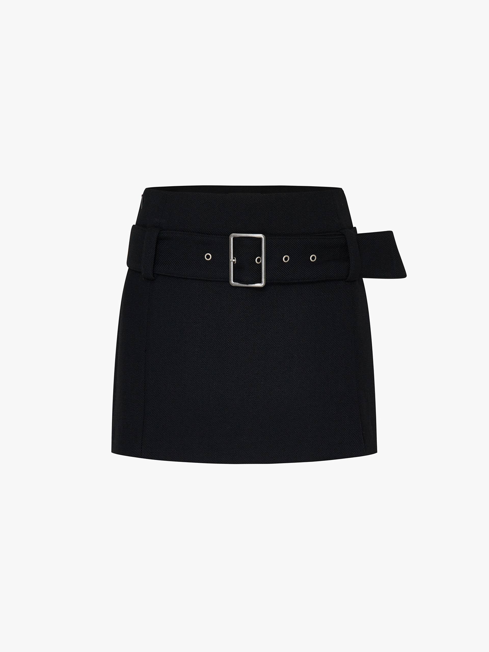 Side Slit Mini Wool Skirt