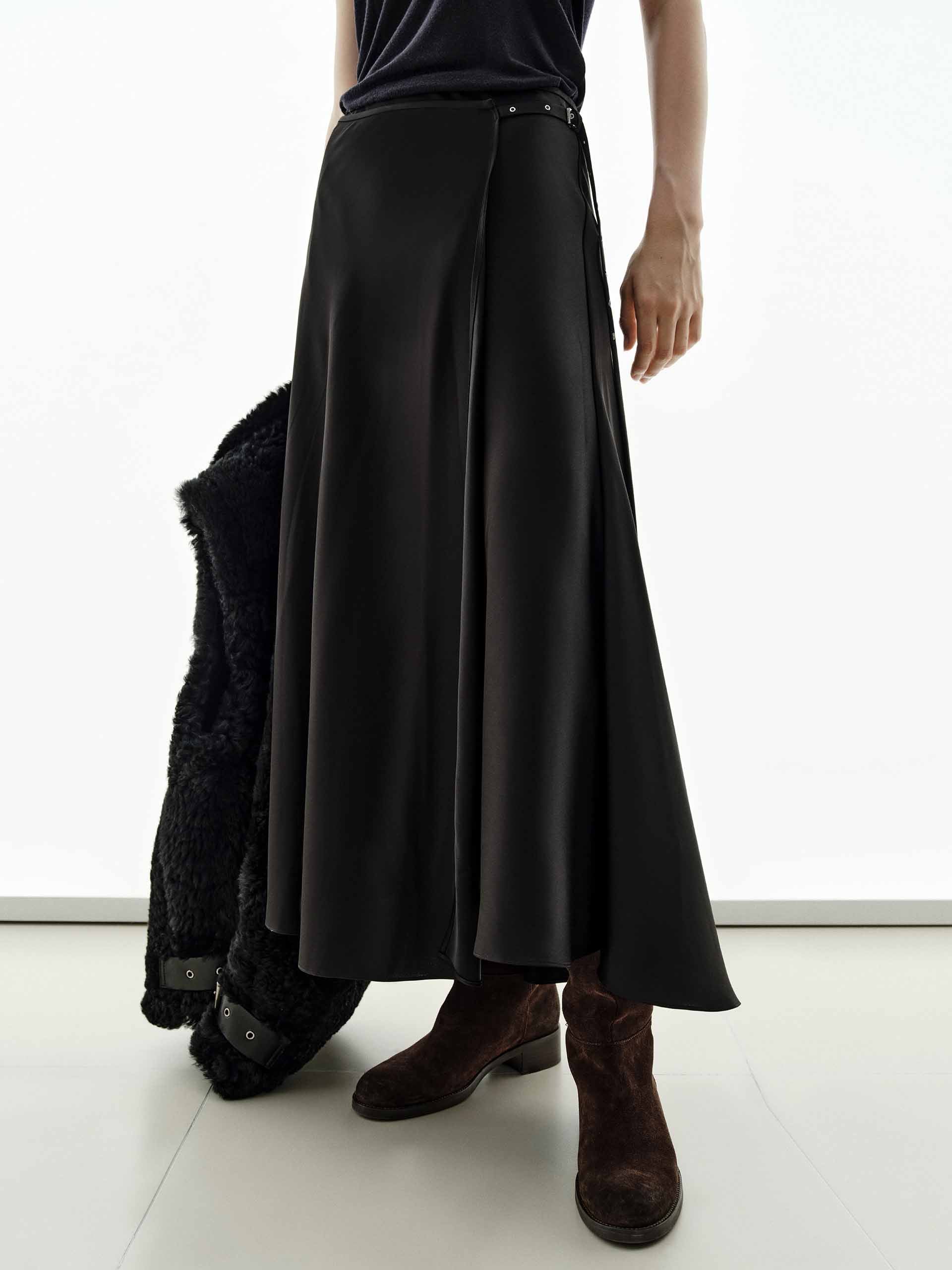 Wrap Silk Blend Skirt