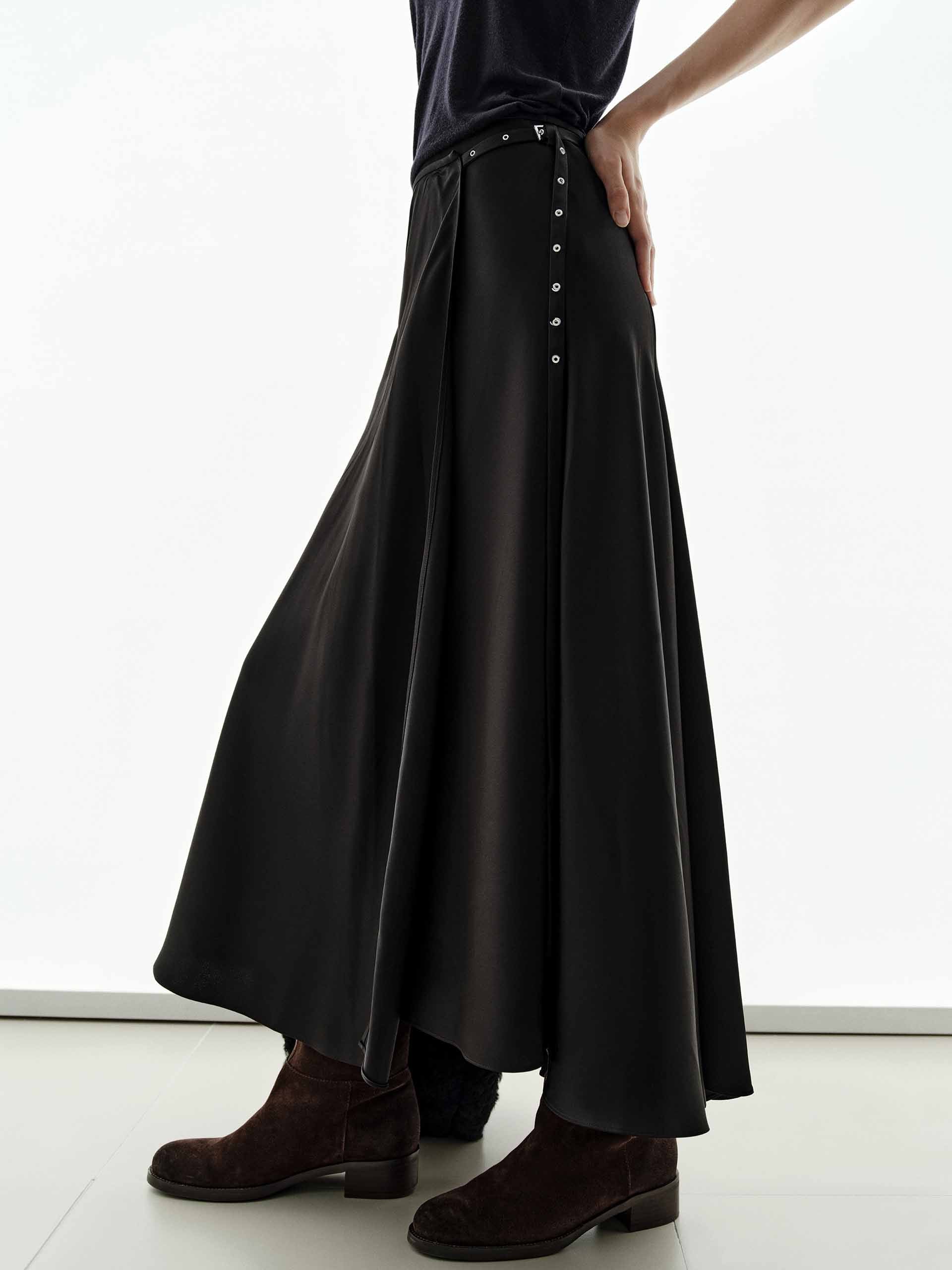 Wrap Silk Blend Skirt