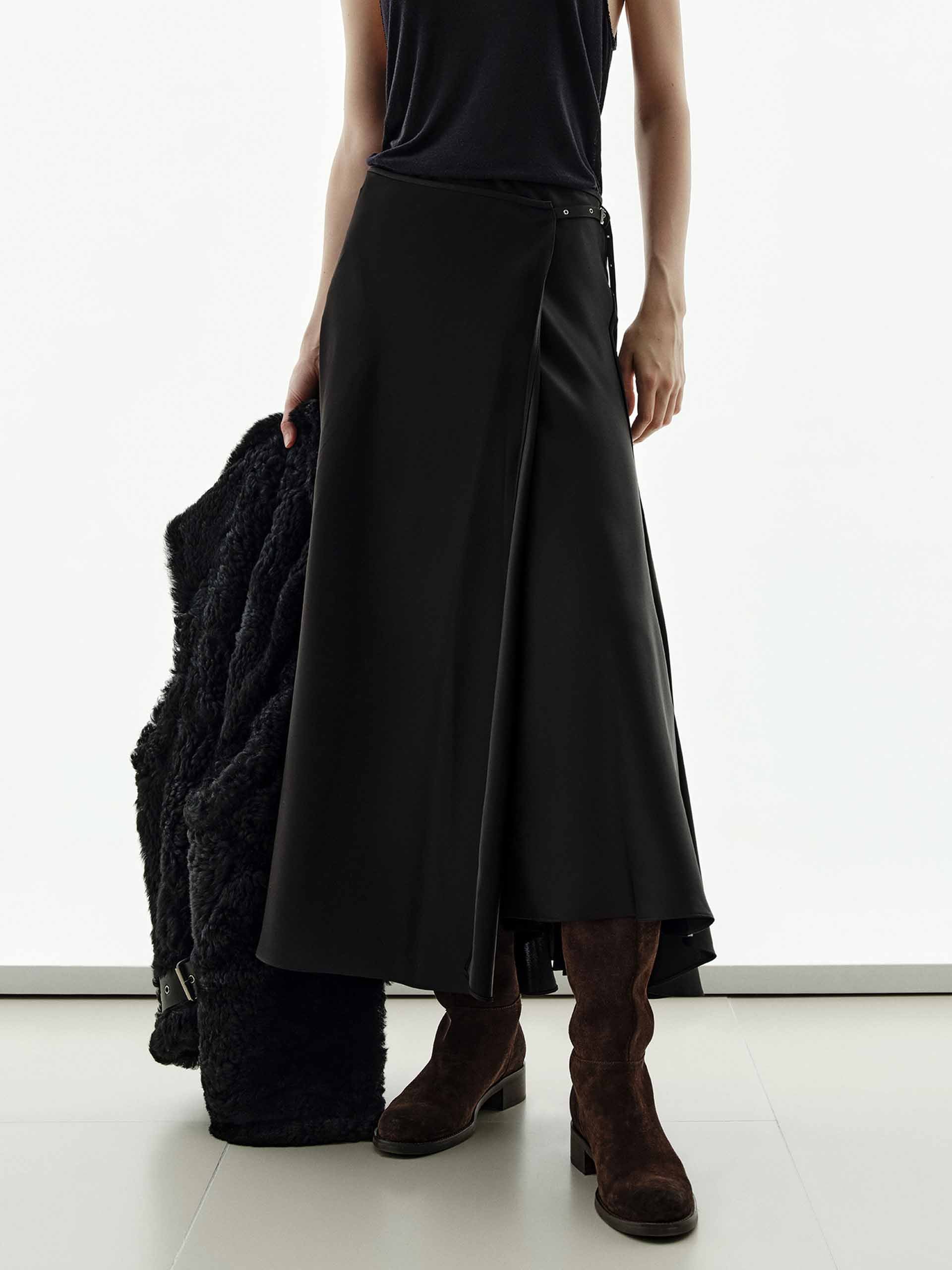 Wrap Silk Blend Skirt