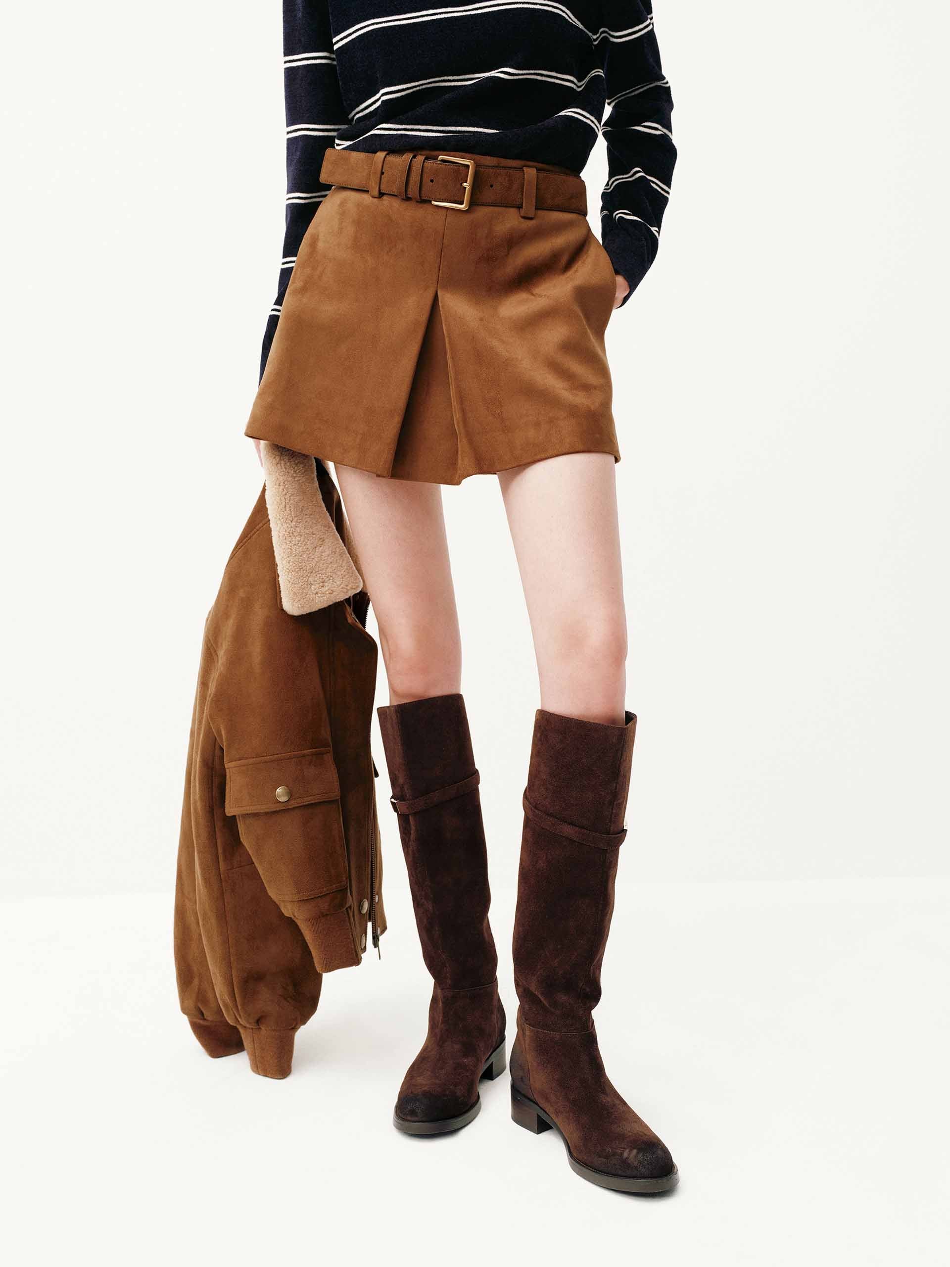 Faux Suede Brown Skirt