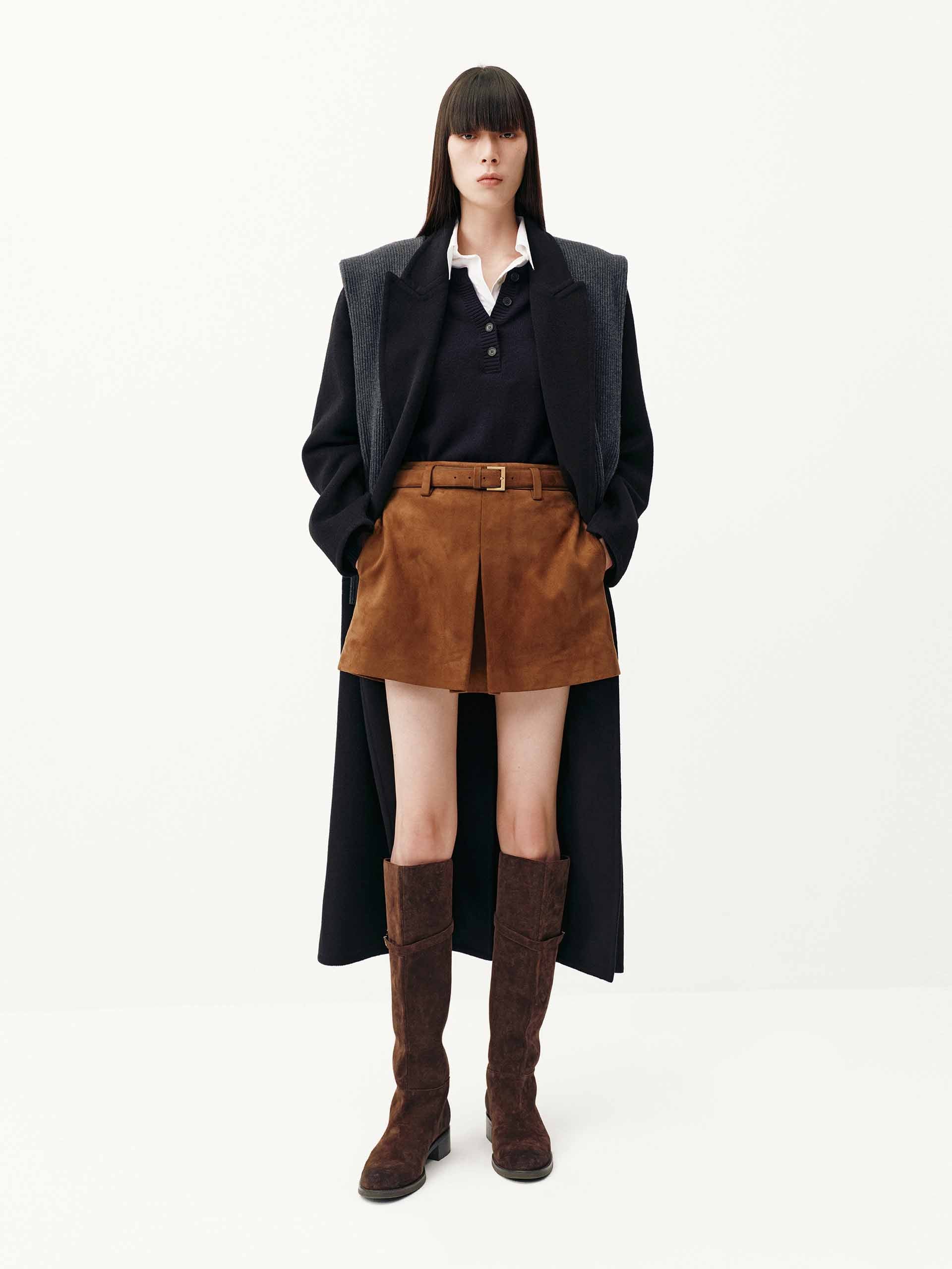 Faux Suede Brown Skirt