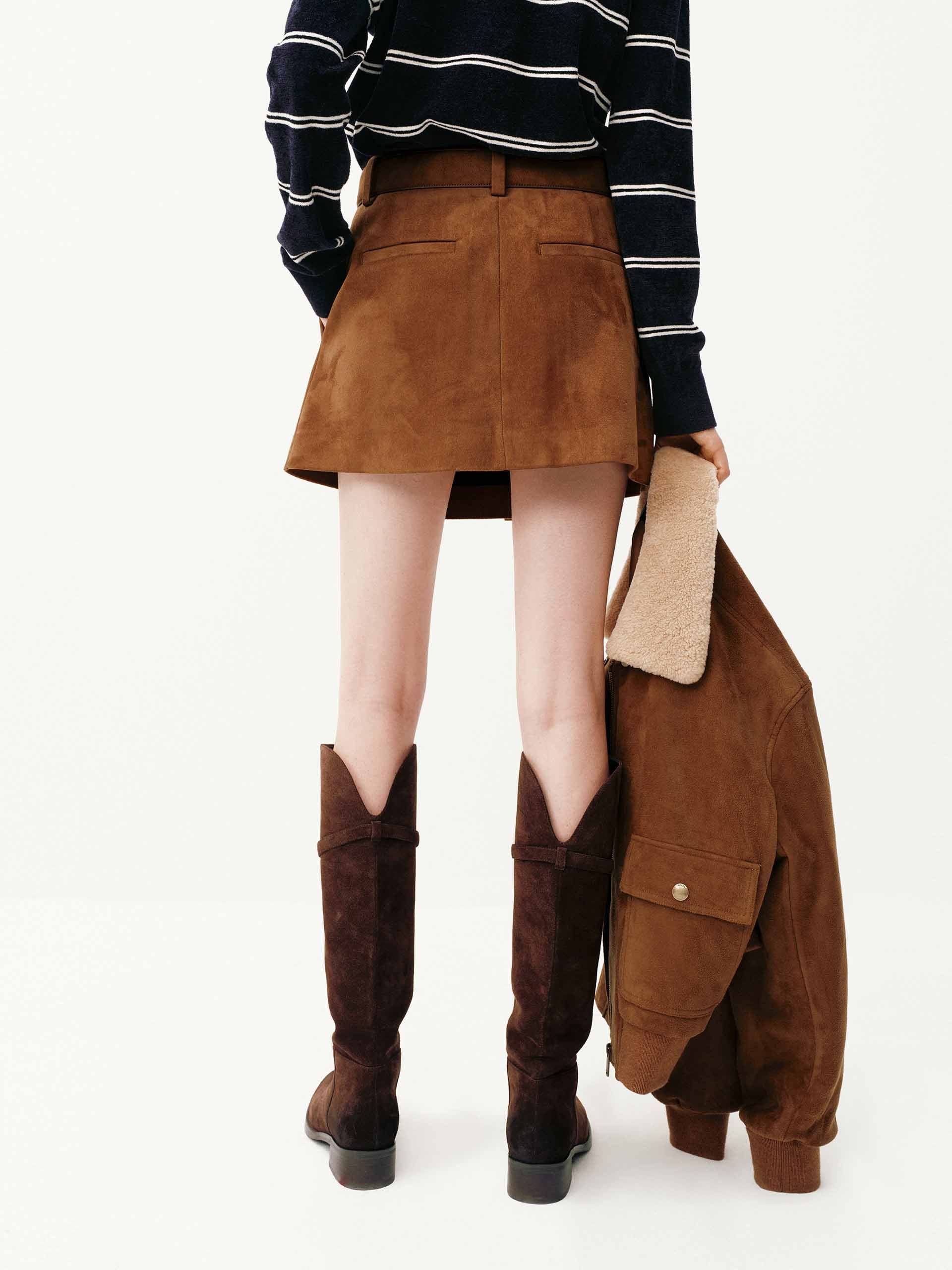 Faux Suede Brown Skirt