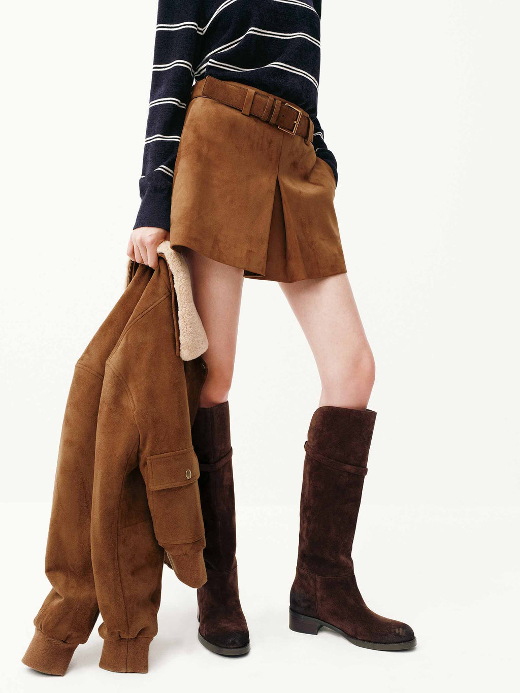 Faux Suede Brown Skirt