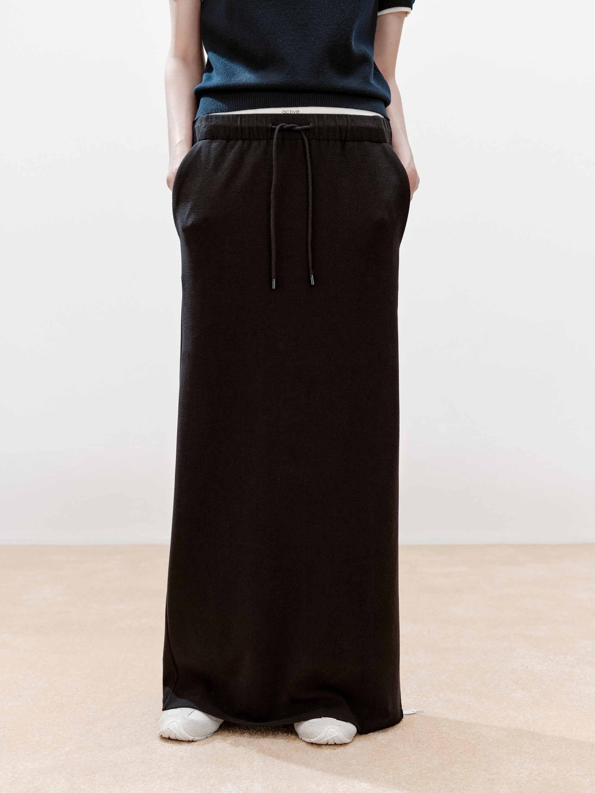 Paneled Waistband Drawstring Skirt