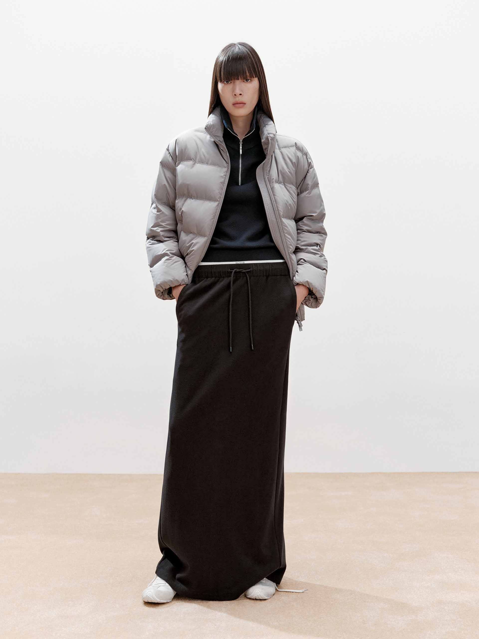 Paneled Waistband Drawstring Skirt