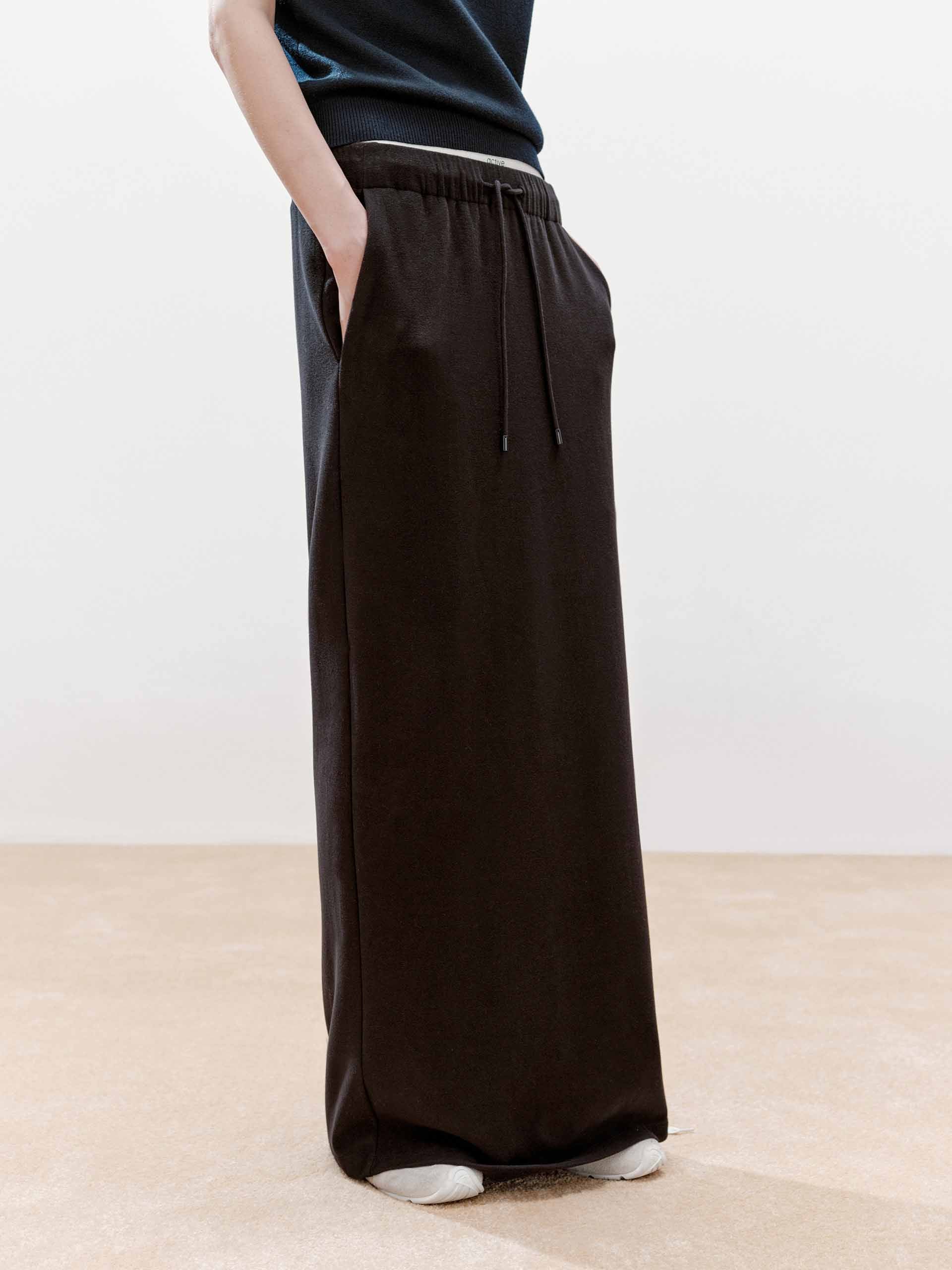 Paneled Waistband Drawstring Skirt