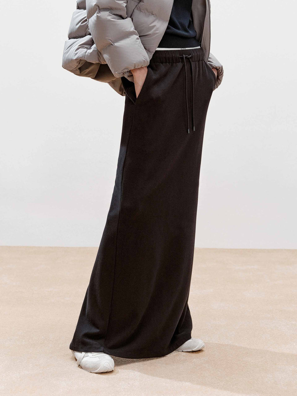 Paneled Waistband Drawstring Skirt