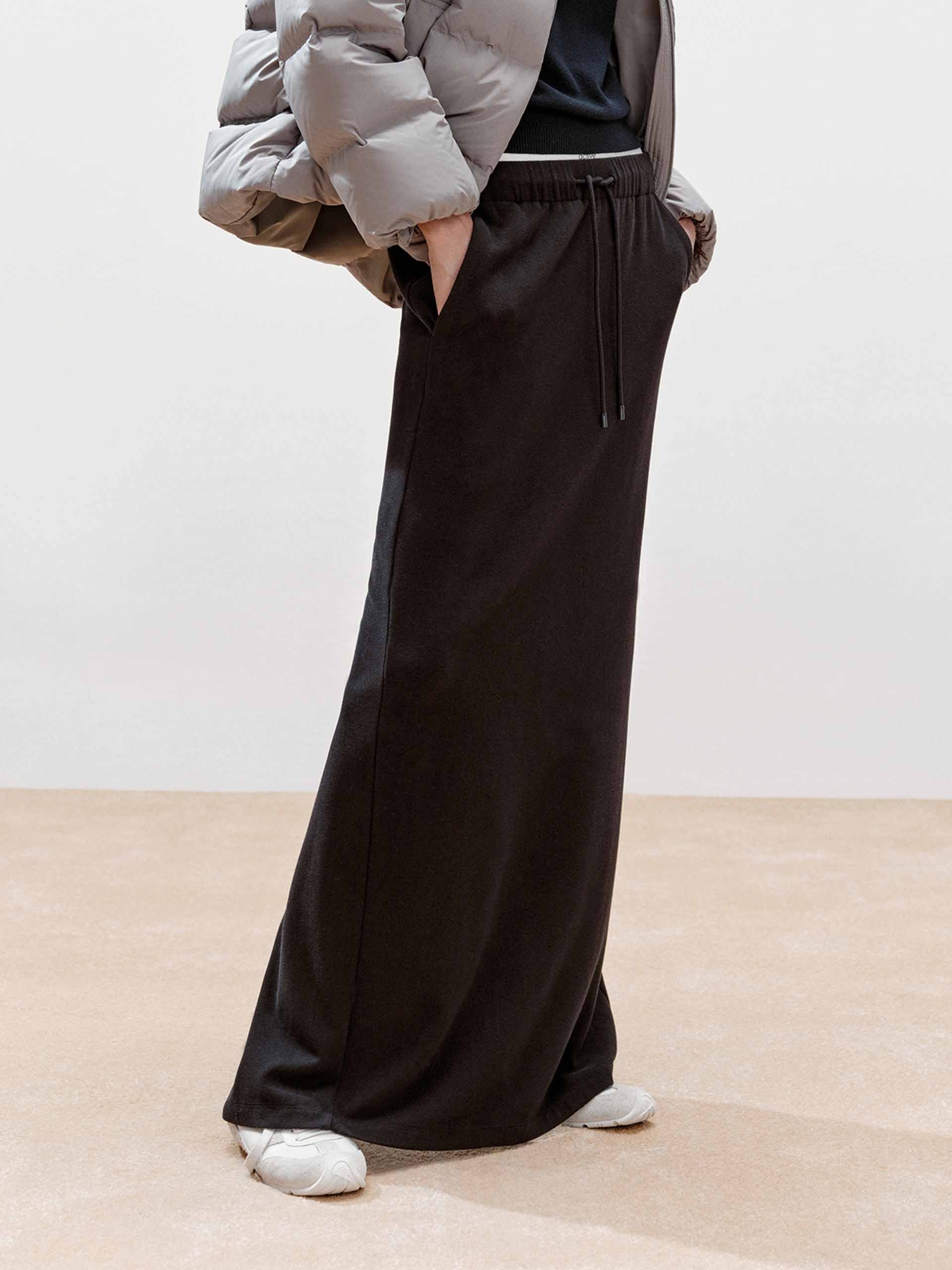 Paneled Waistband Drawstring Skirt