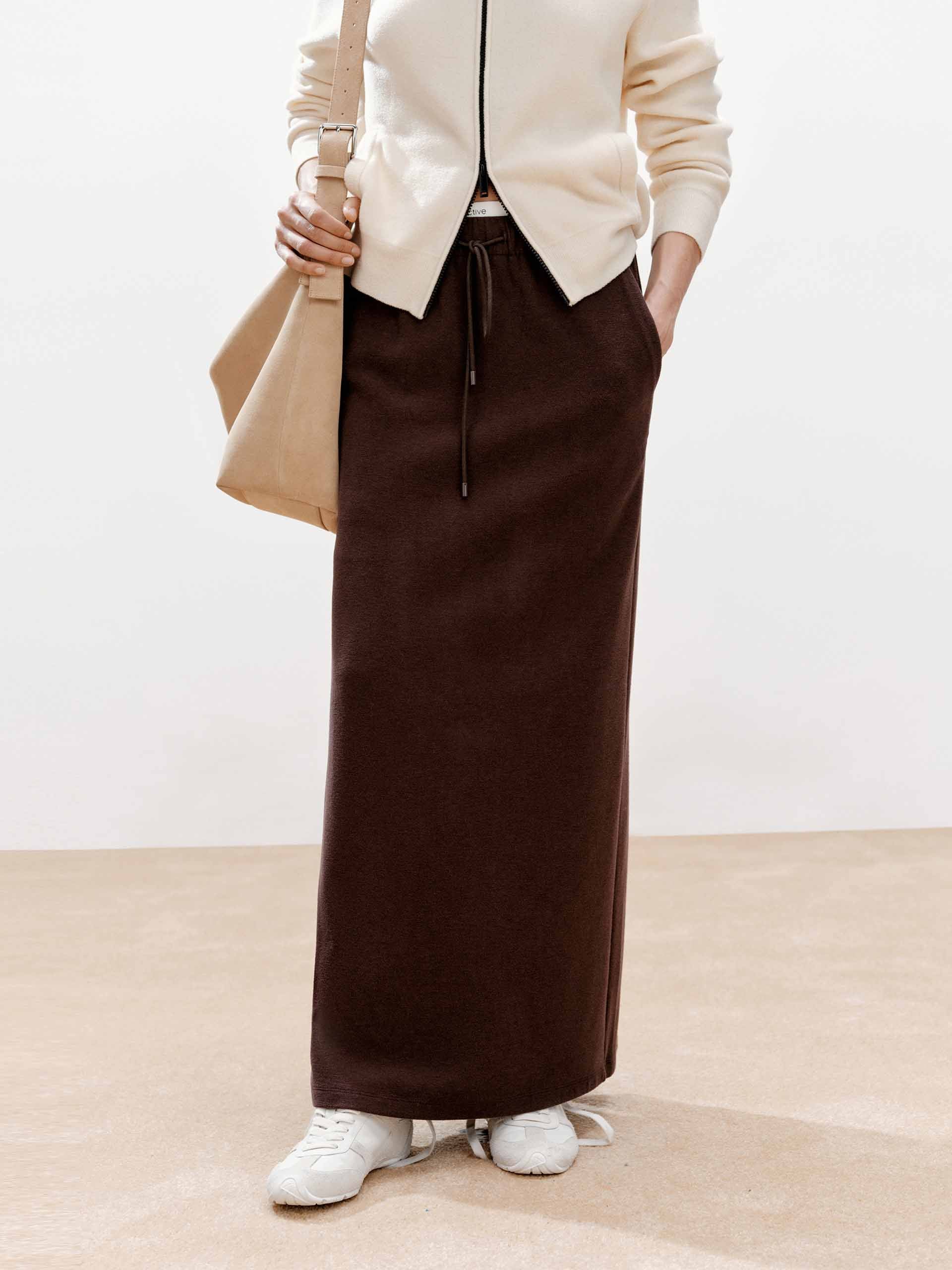 Paneled Waistband Drawstring Skirt