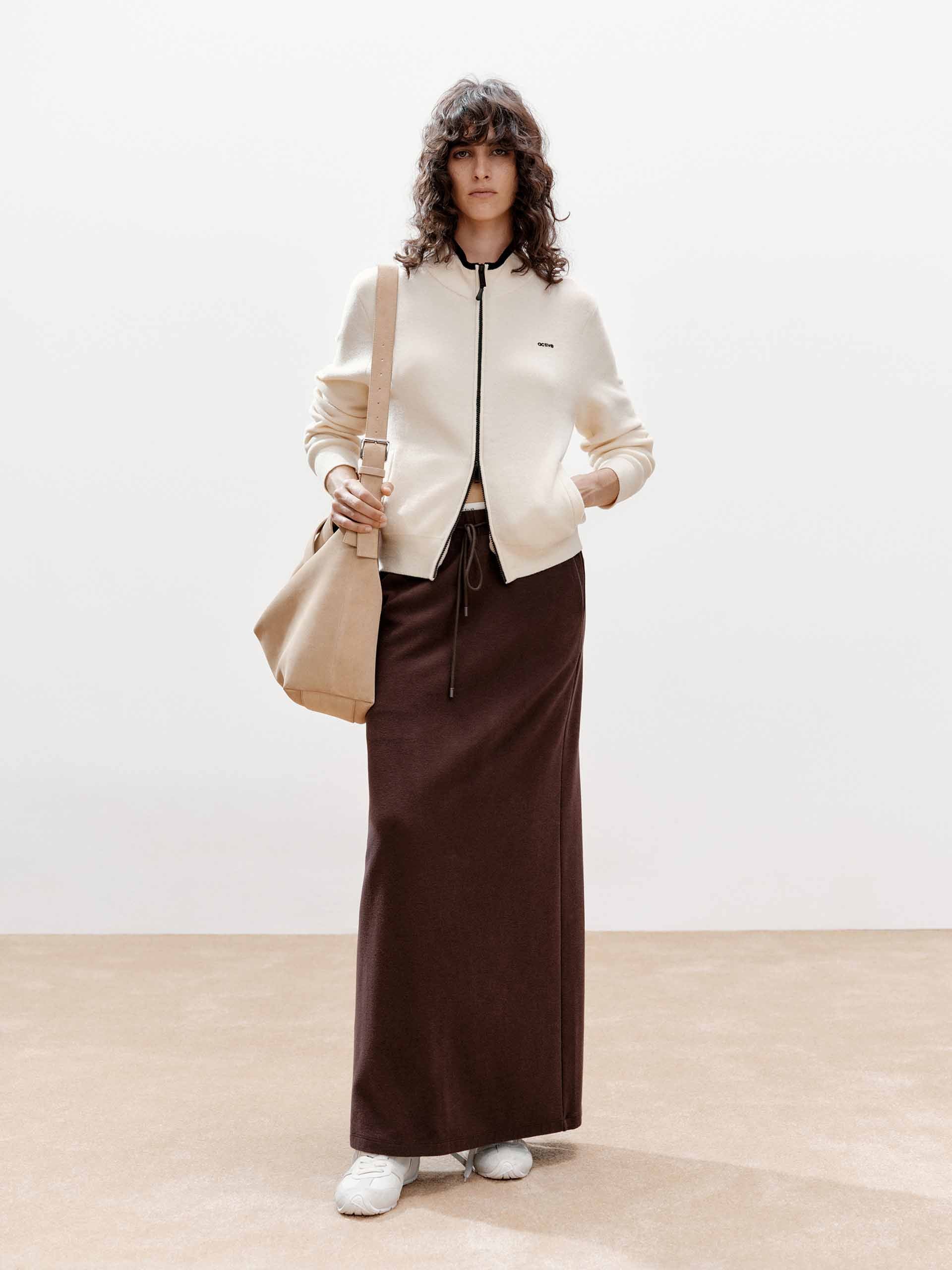Paneled Waistband Drawstring Skirt
