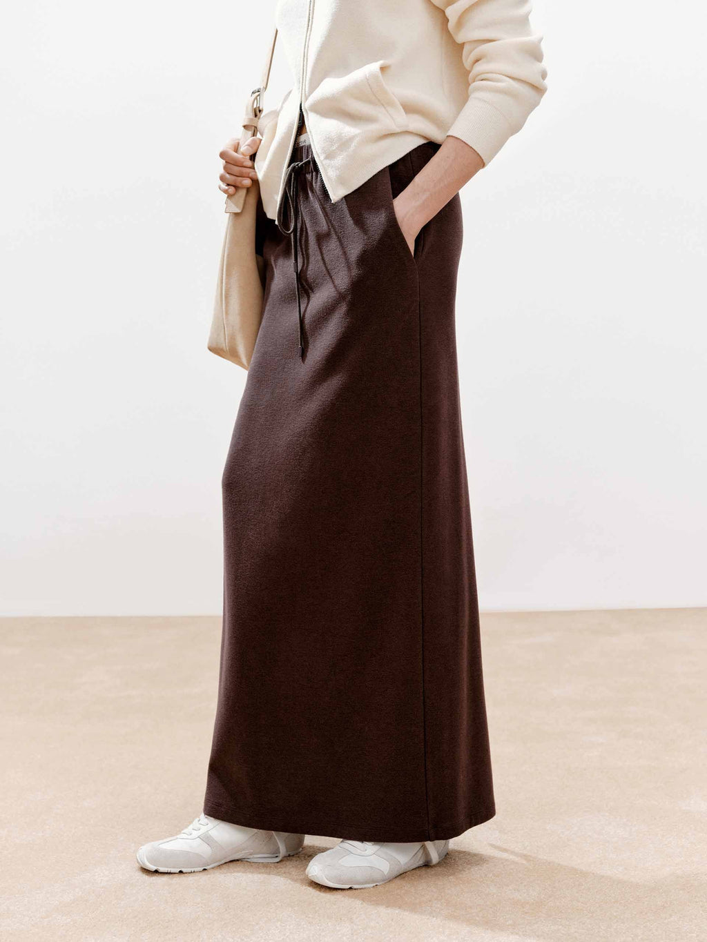 Paneled Waistband Drawstring Skirt