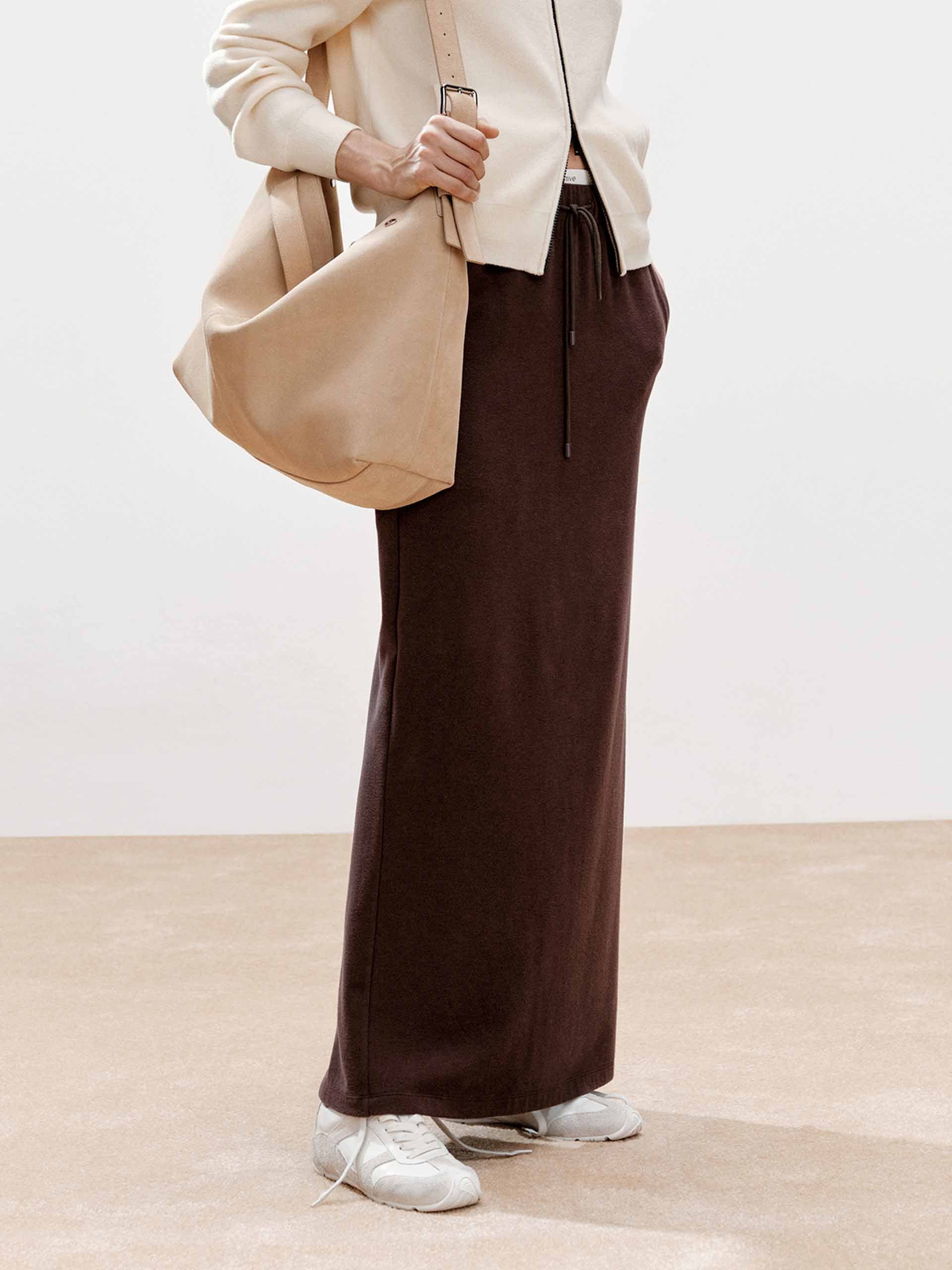 Paneled Waistband Drawstring Skirt