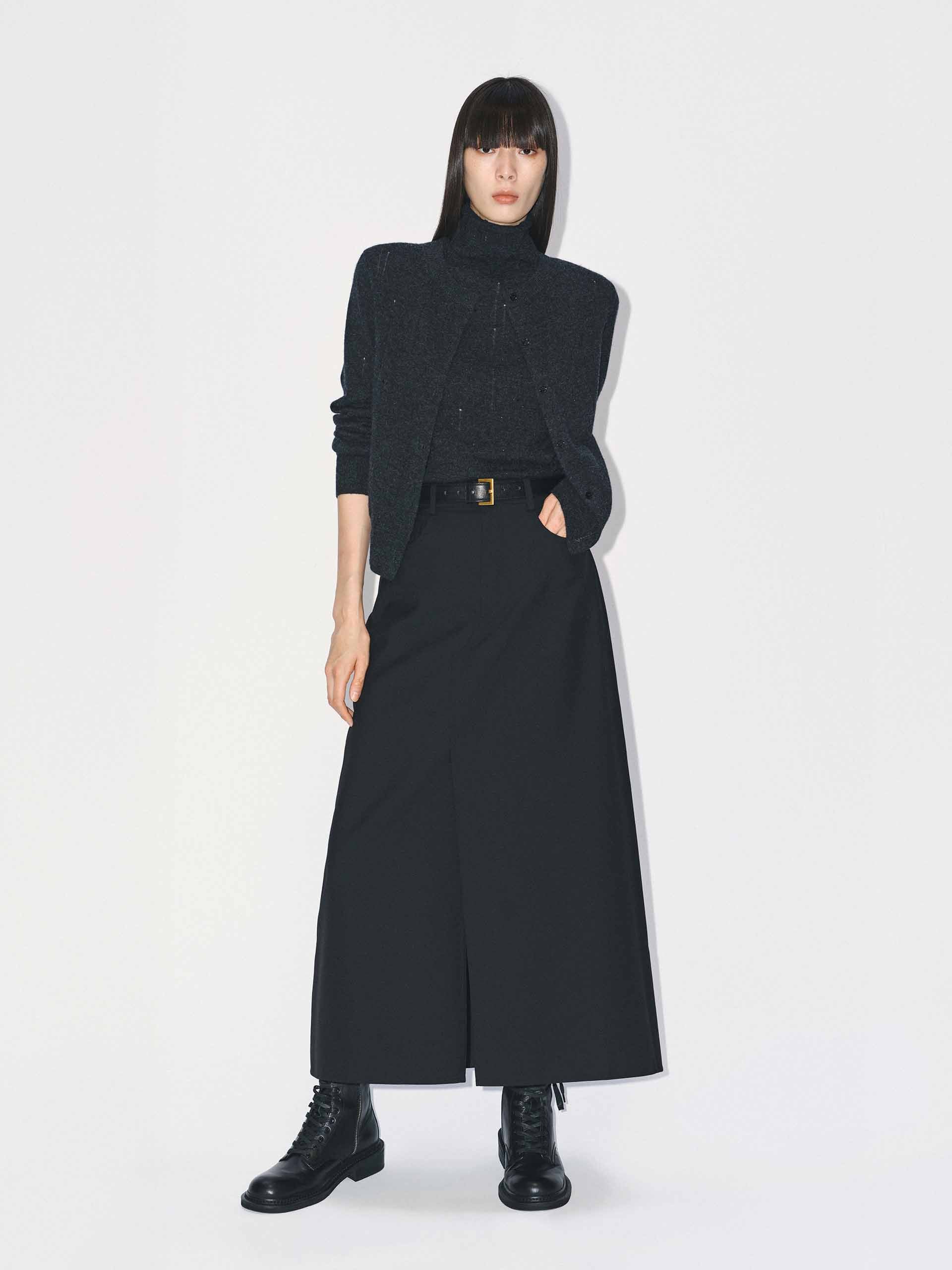 Front Slit Midi Skirt