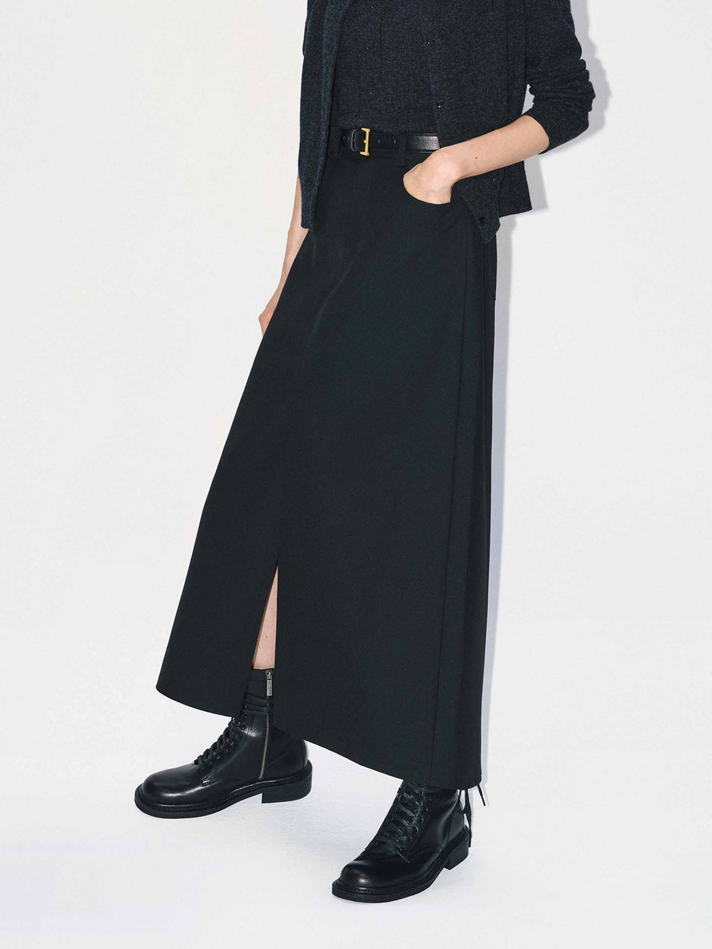 Front Slit Midi Skirt