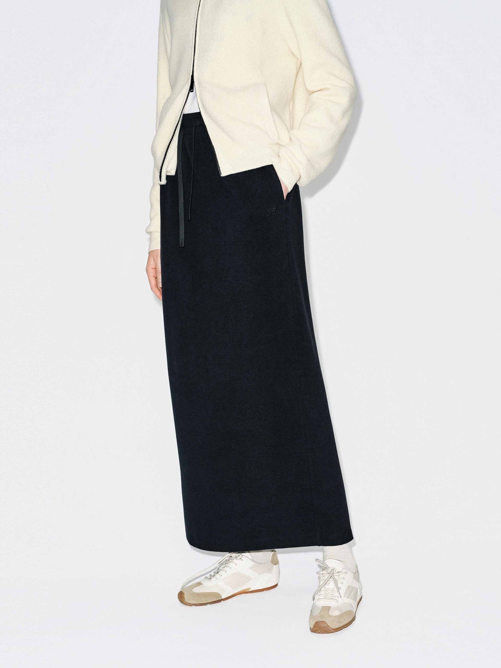 Back Slit Drawstring Skirt
