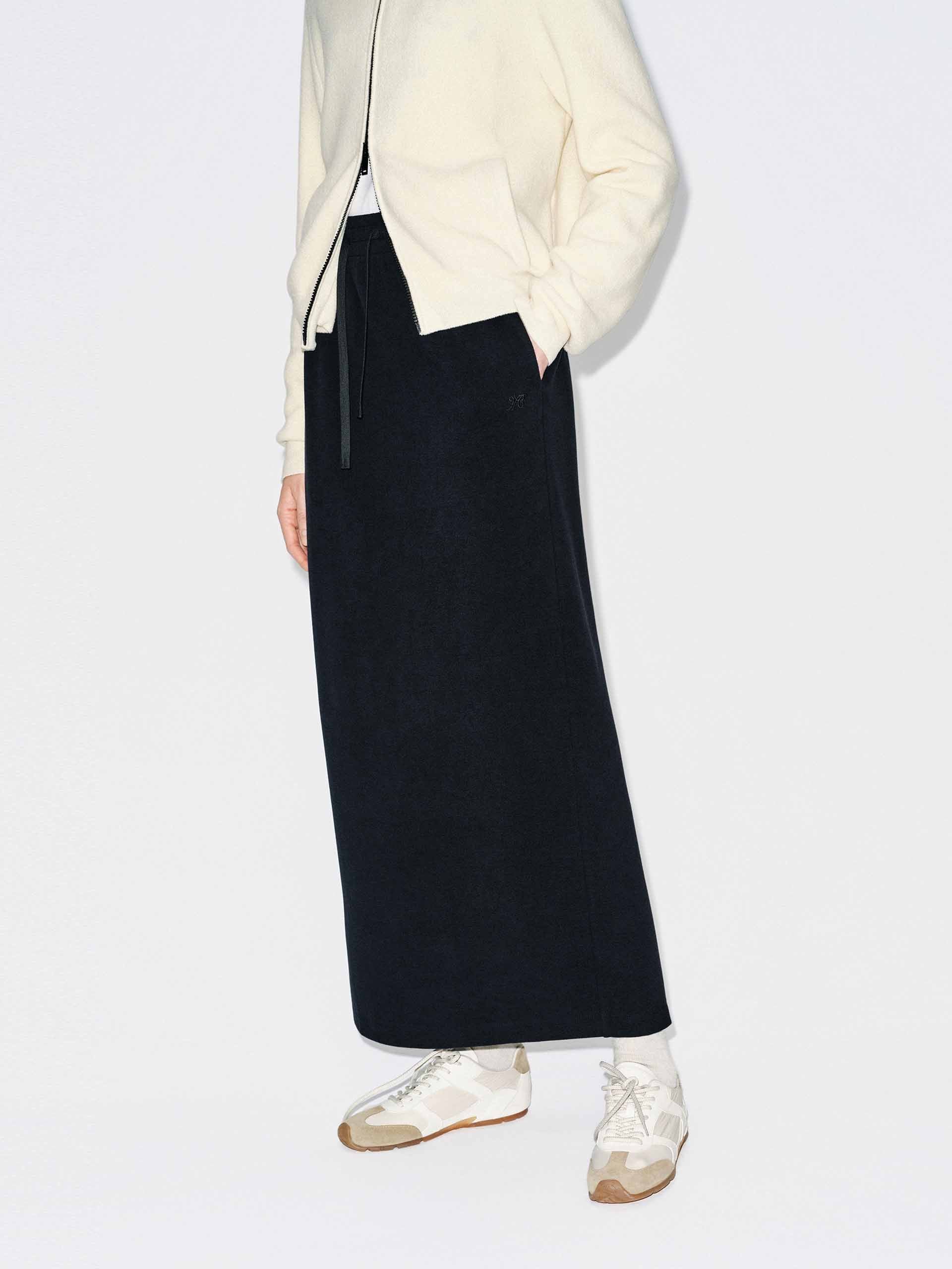 Back Slit Drawstring Skirt