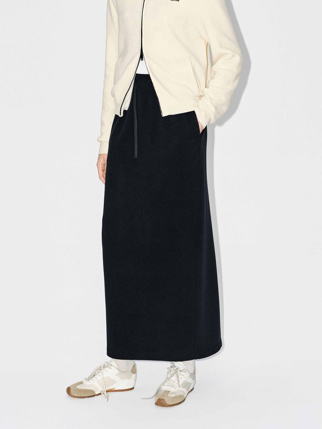 Back Slit Drawstring Skirt
