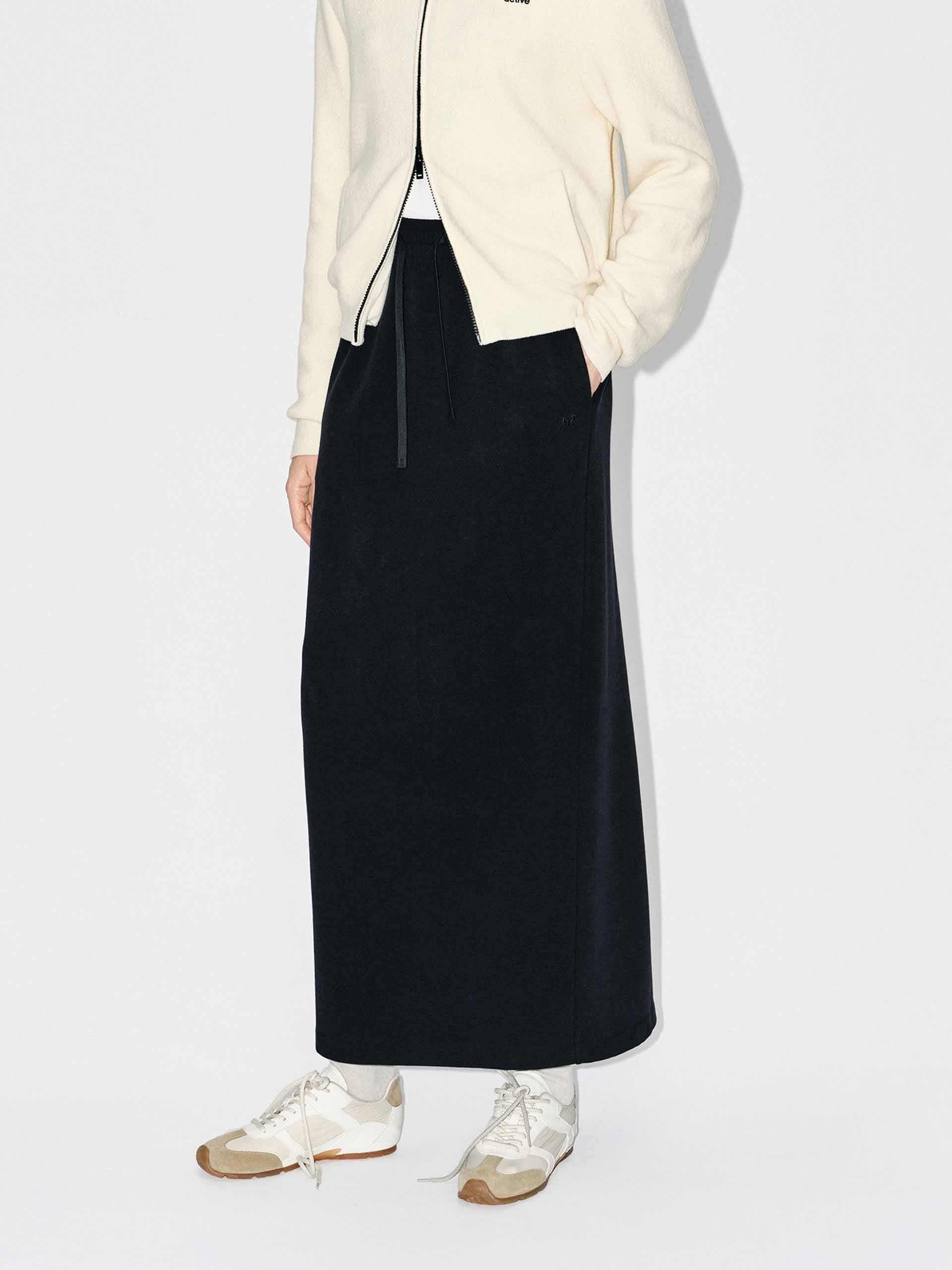 Back Slit Drawstring Skirt