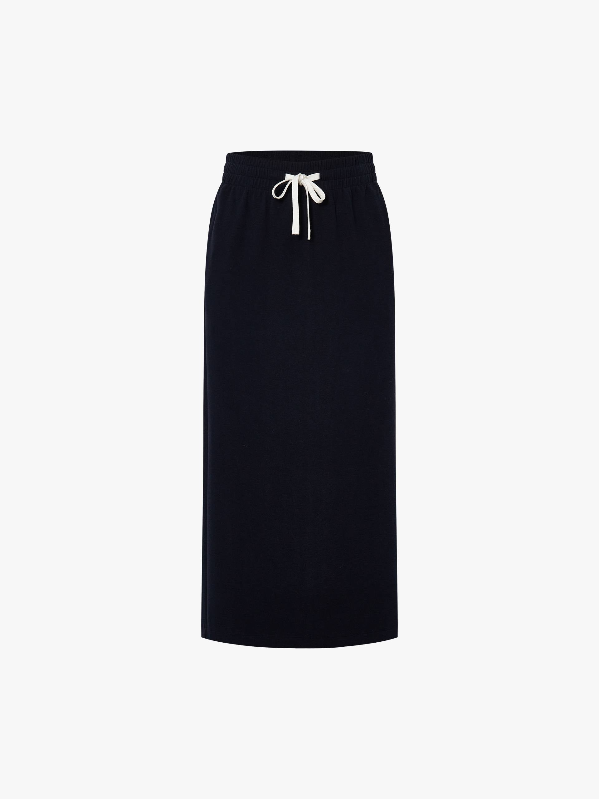 Back Slit Drawstring Skirt
