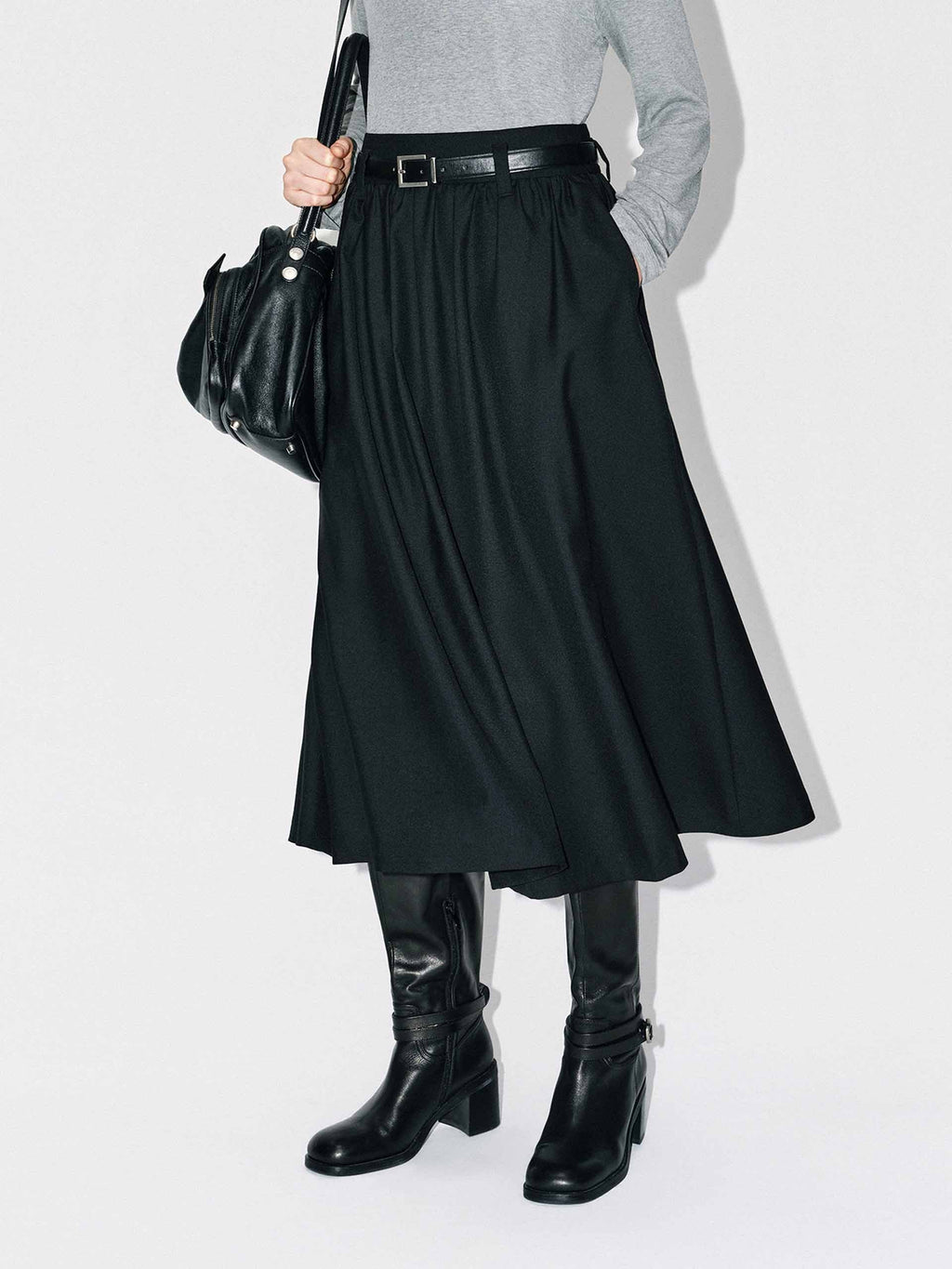 Included Belt Pleated Skirt