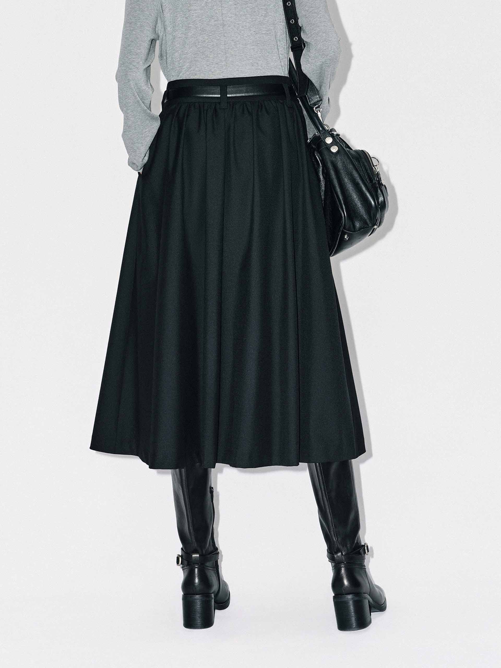 Included Belt Pleated Skirt