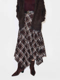 Raw Hem Plaid Skirt