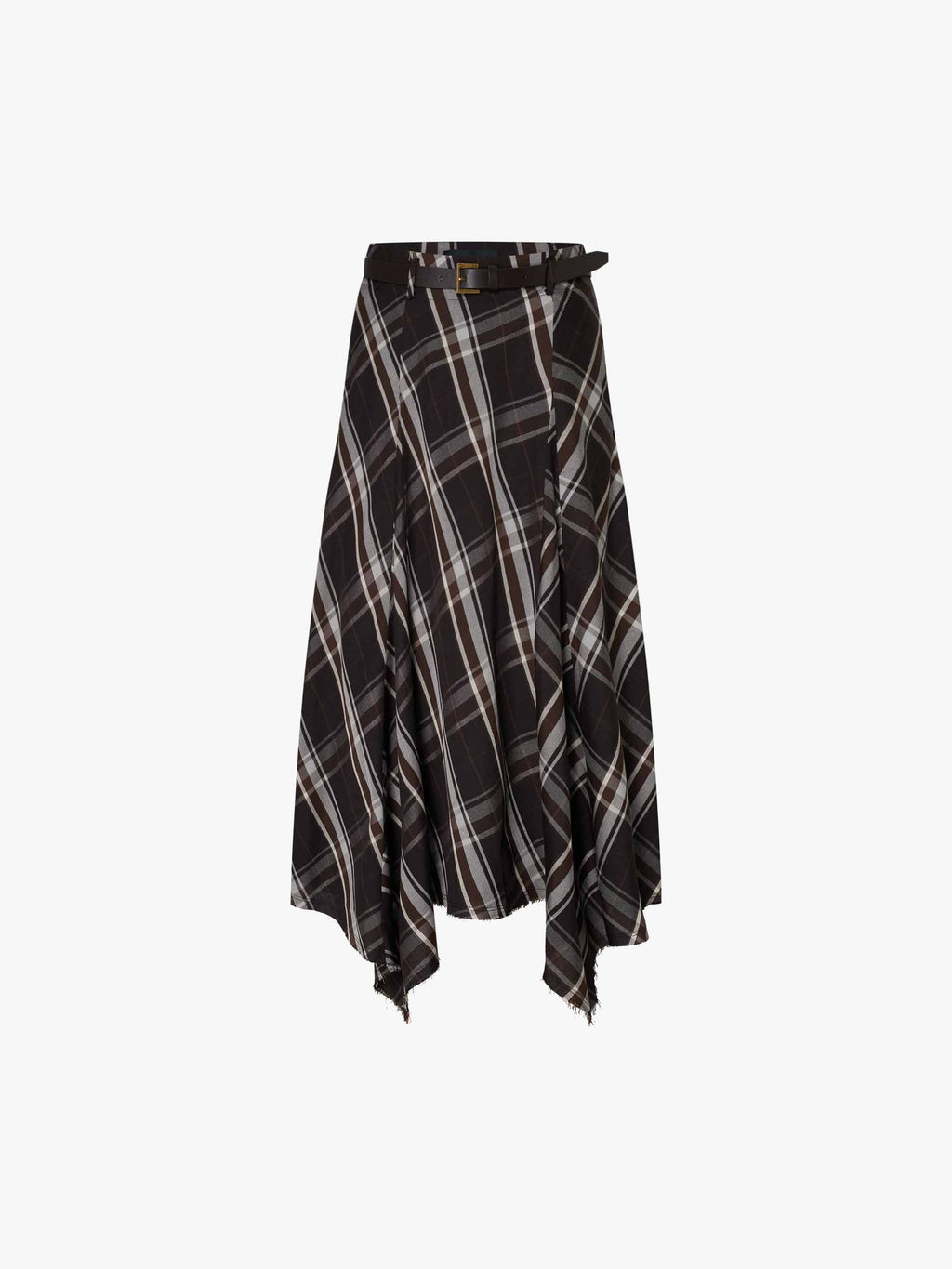 Raw Hem Plaid Skirt