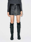 Soft Leather Pleated Skort