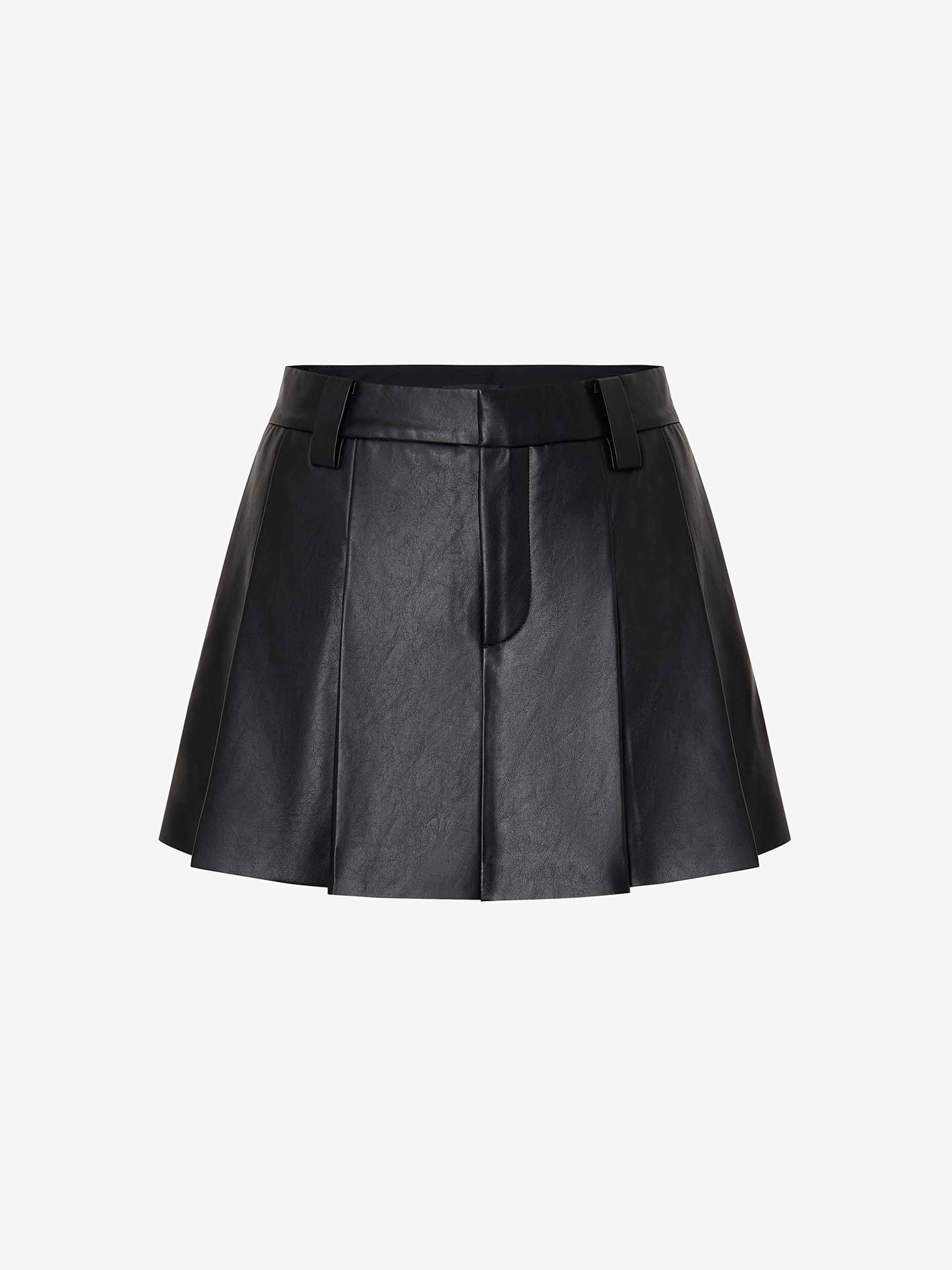 Soft Leather Pleated Skort