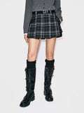 Plaid Wrap Detail Skort