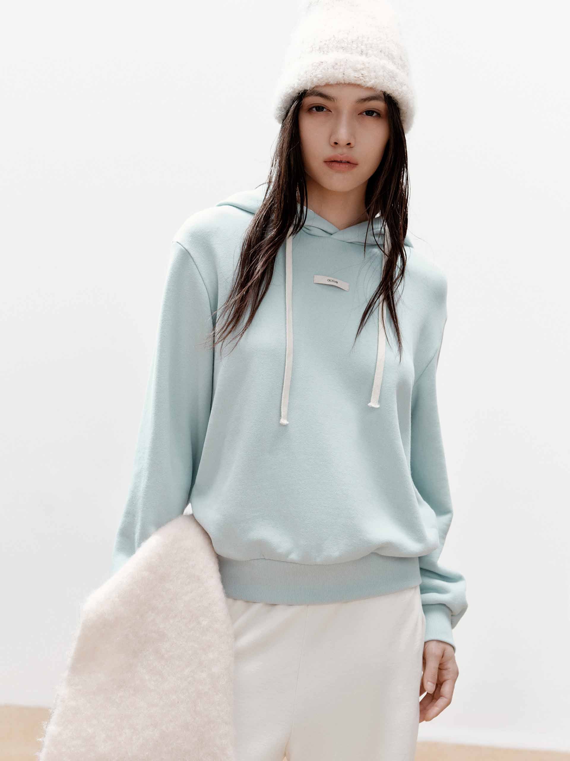 Drawstring Hooded Cotton Sweatshirt