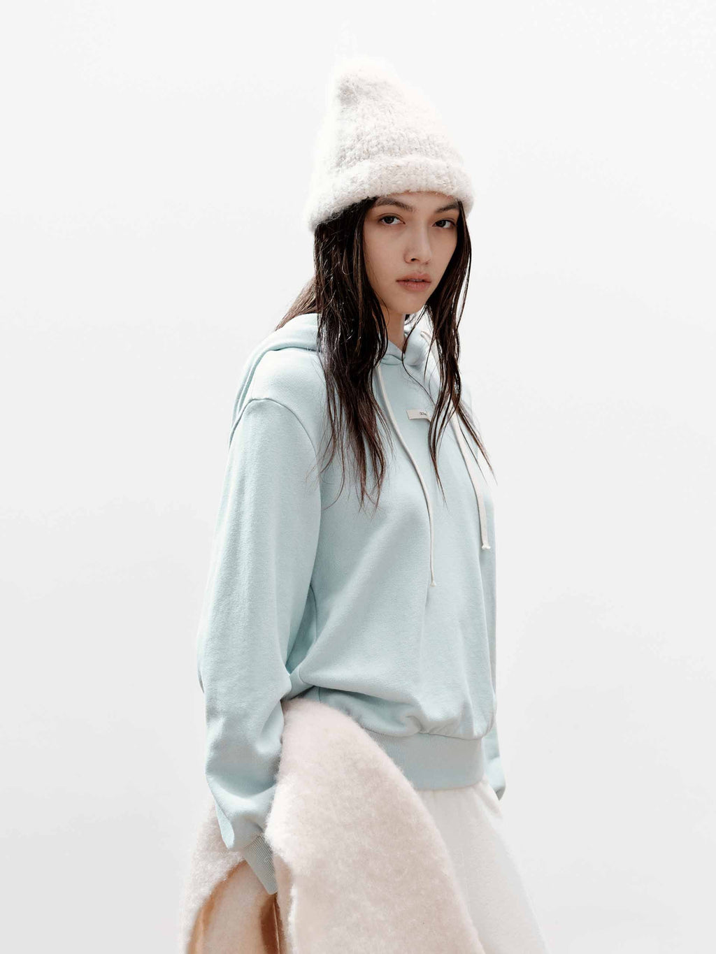 Drawstring Hooded Cotton Sweatshirt
