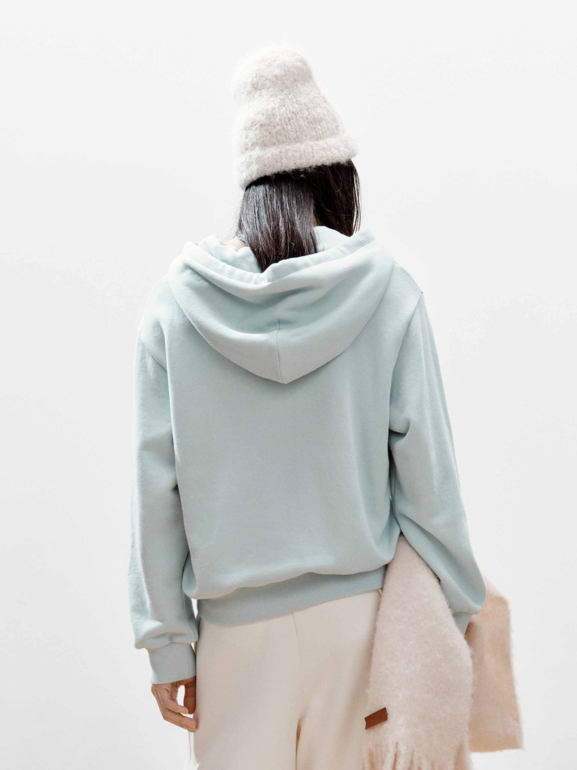 Drawstring Hooded Cotton Sweatshirt