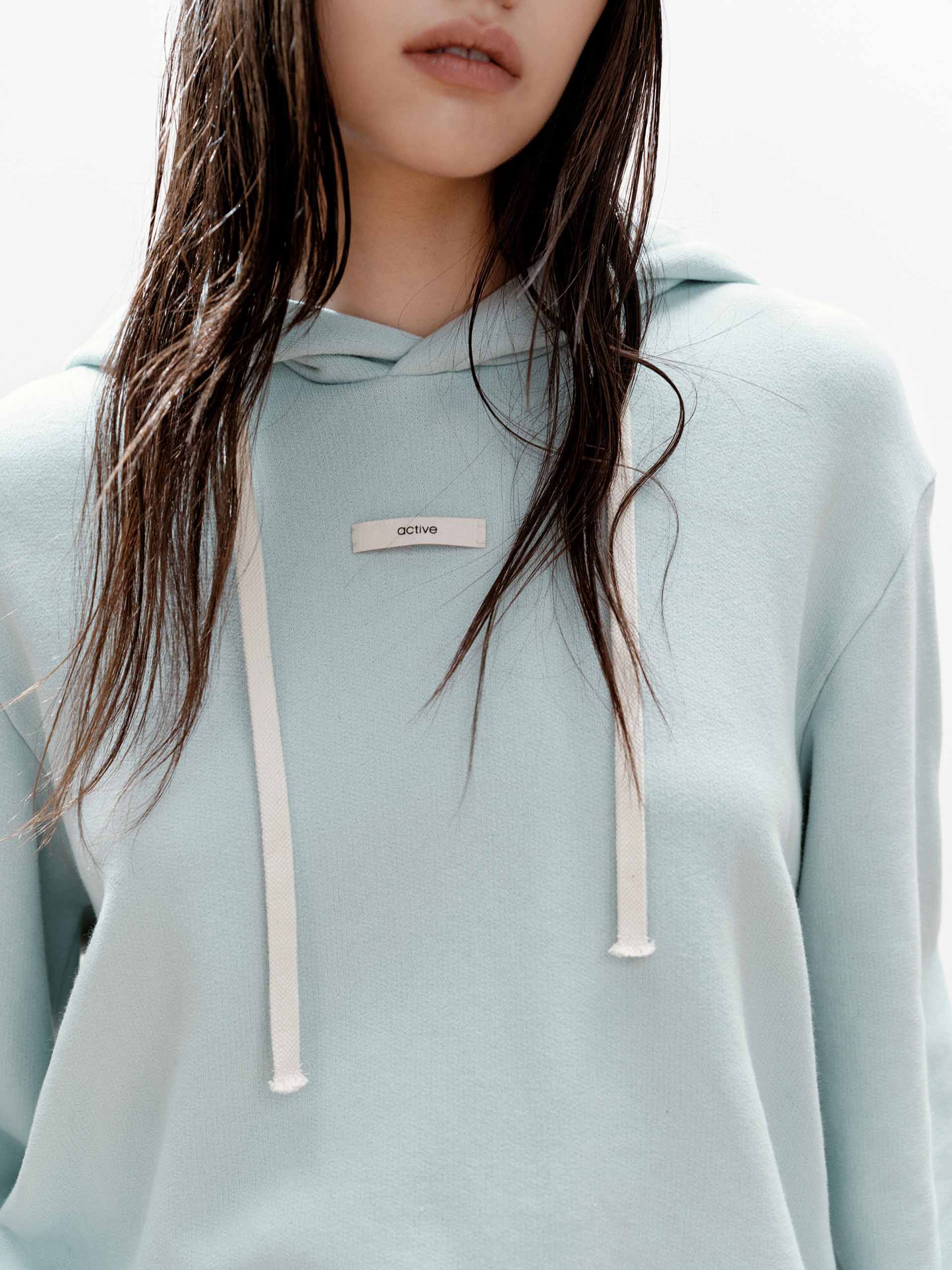 Drawstring Hooded Cotton Sweatshirt