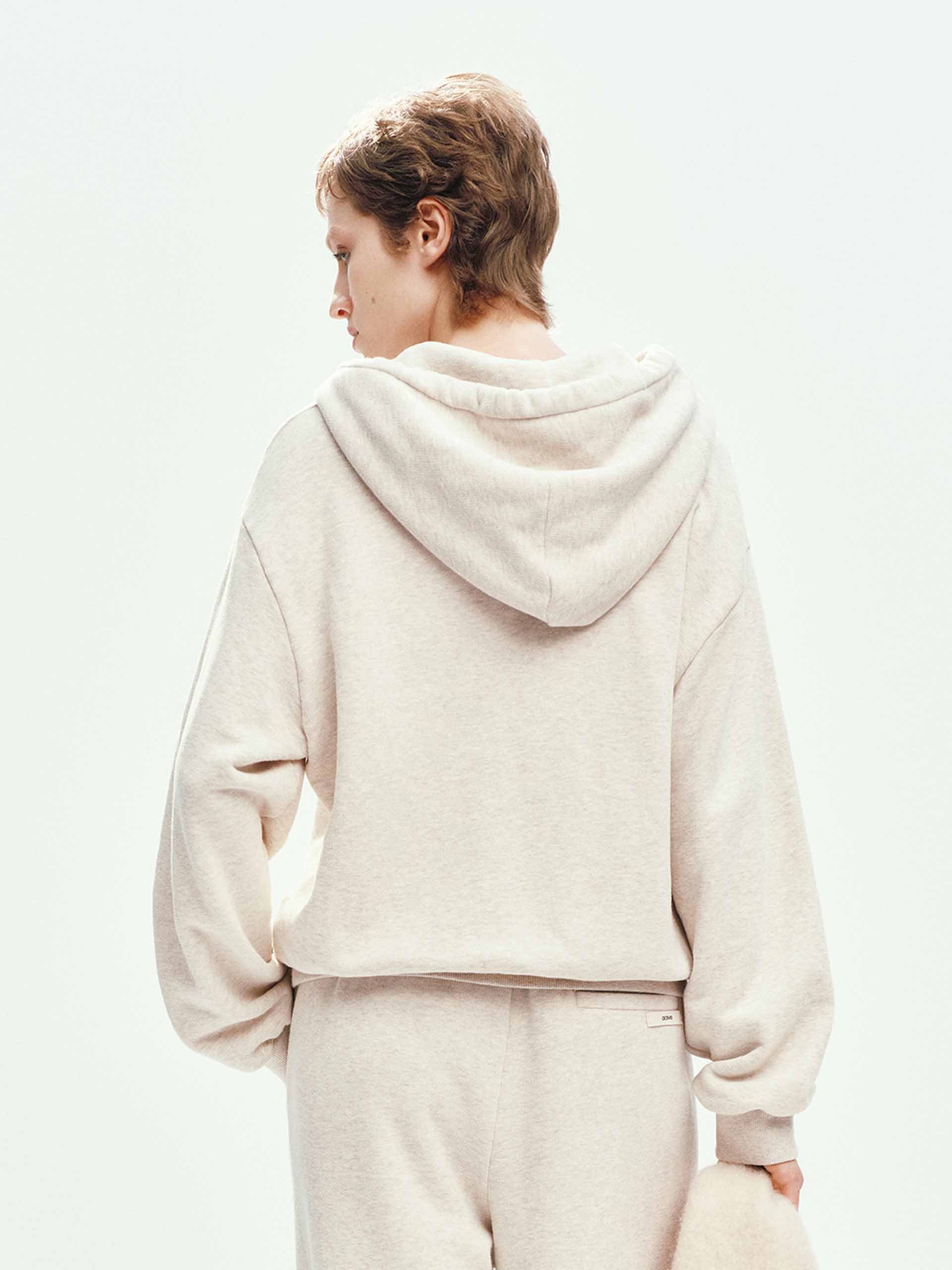 Drawstring Hooded Cotton Sweatshirt
