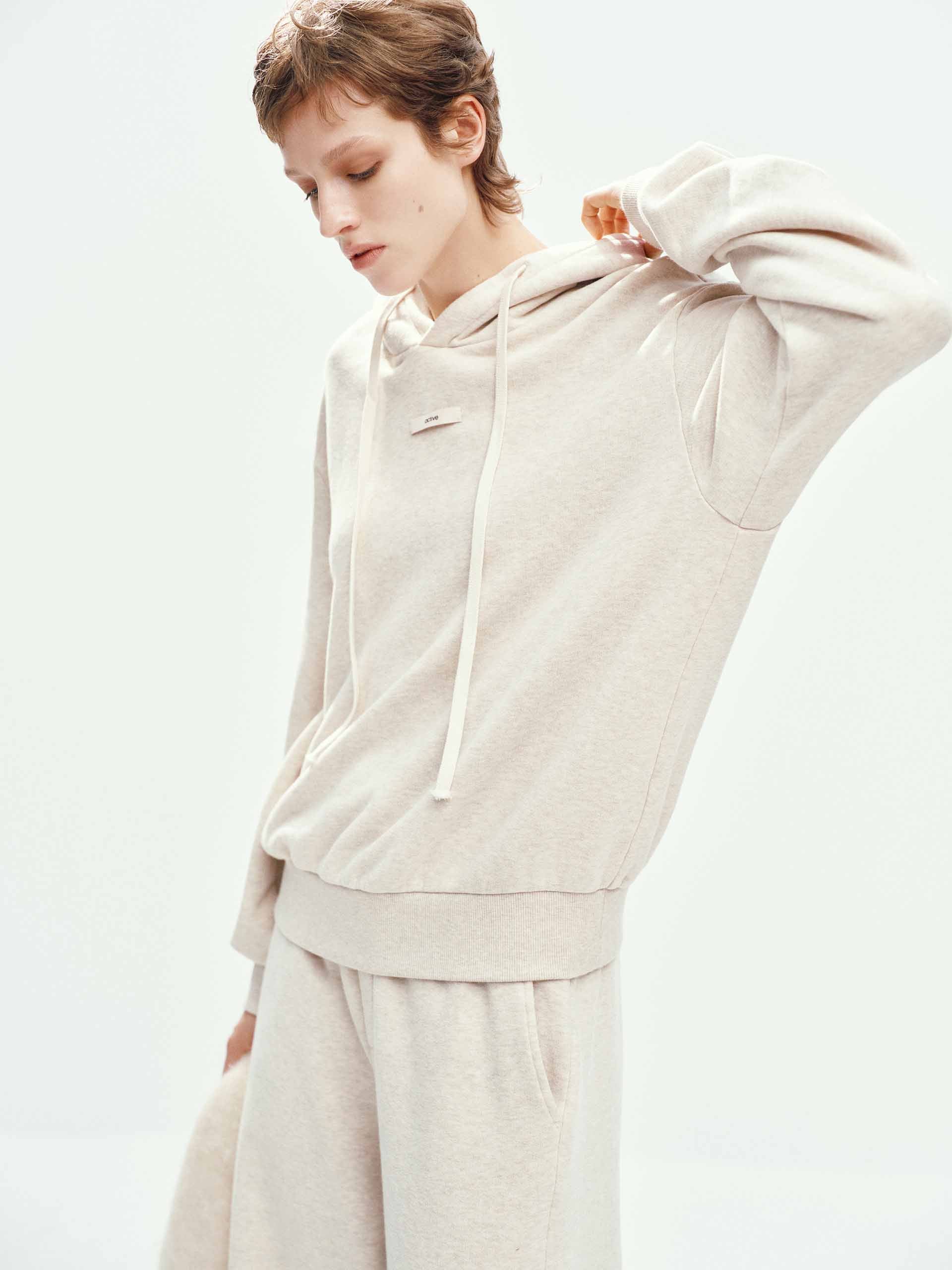 Drawstring Hooded Cotton Sweatshirt