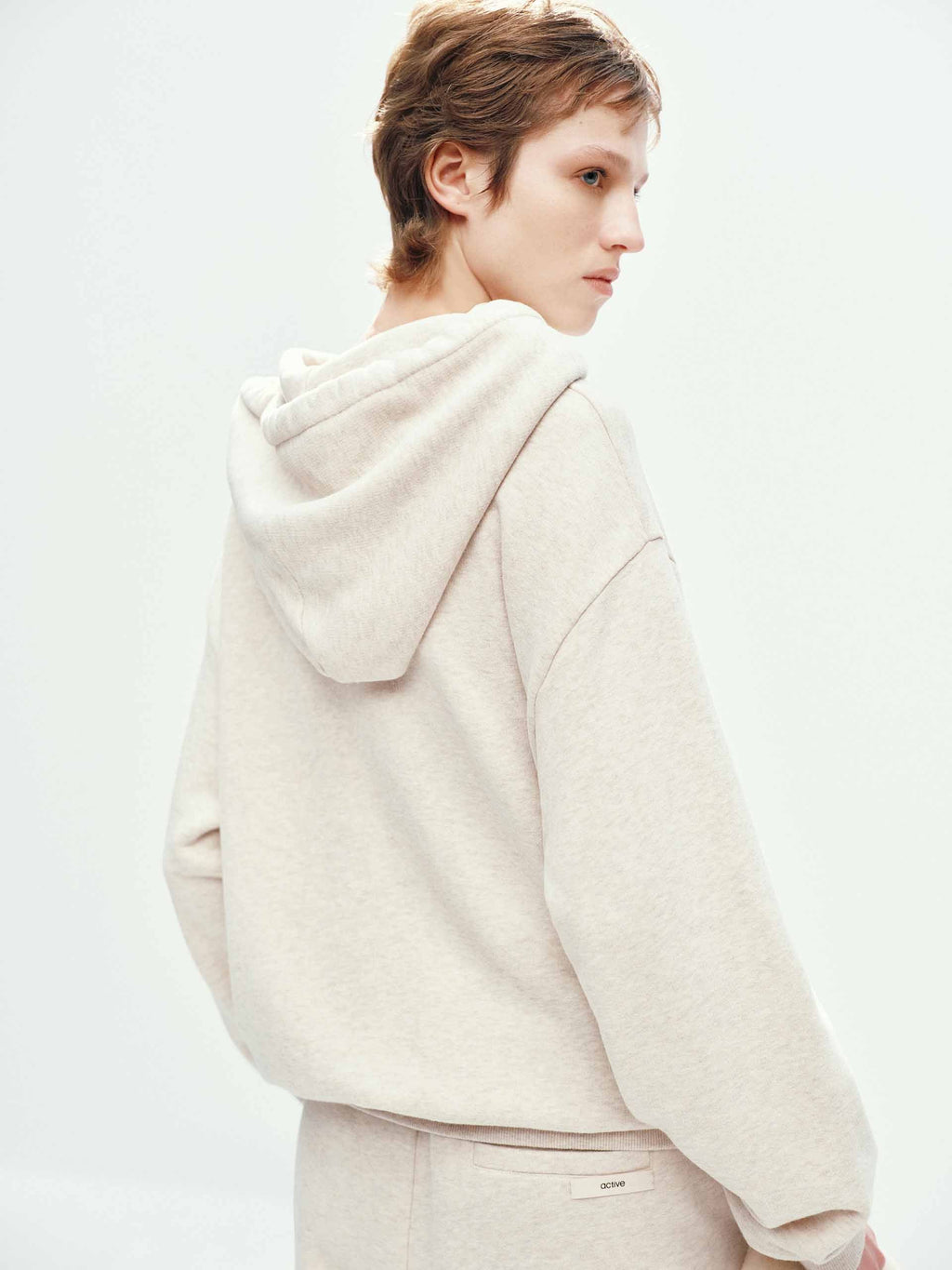Drawstring Hooded Cotton Sweatshirt