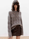 Raw Hem Cable Knitted Sweater
