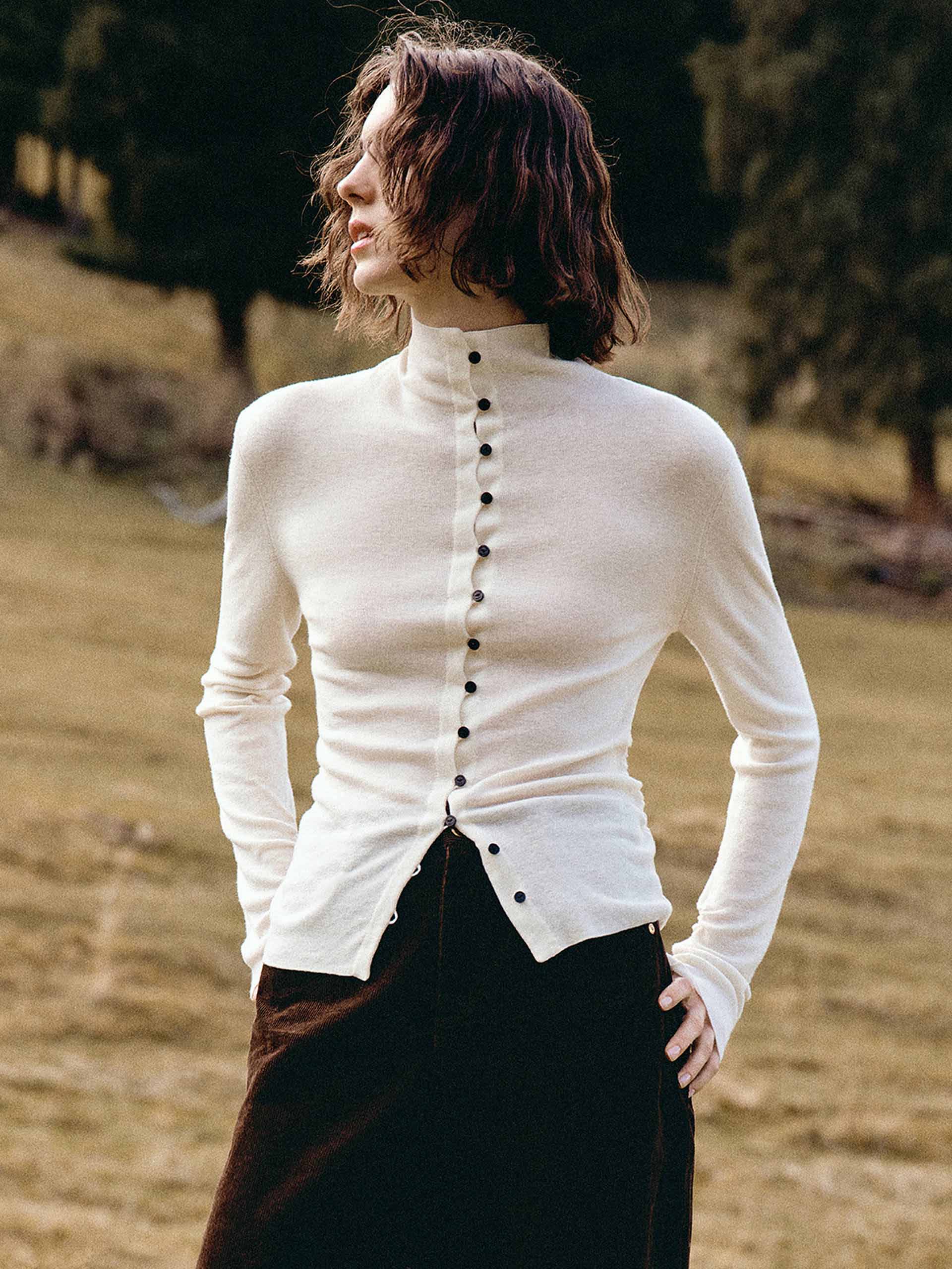 Pleated Waist Wool Sweater