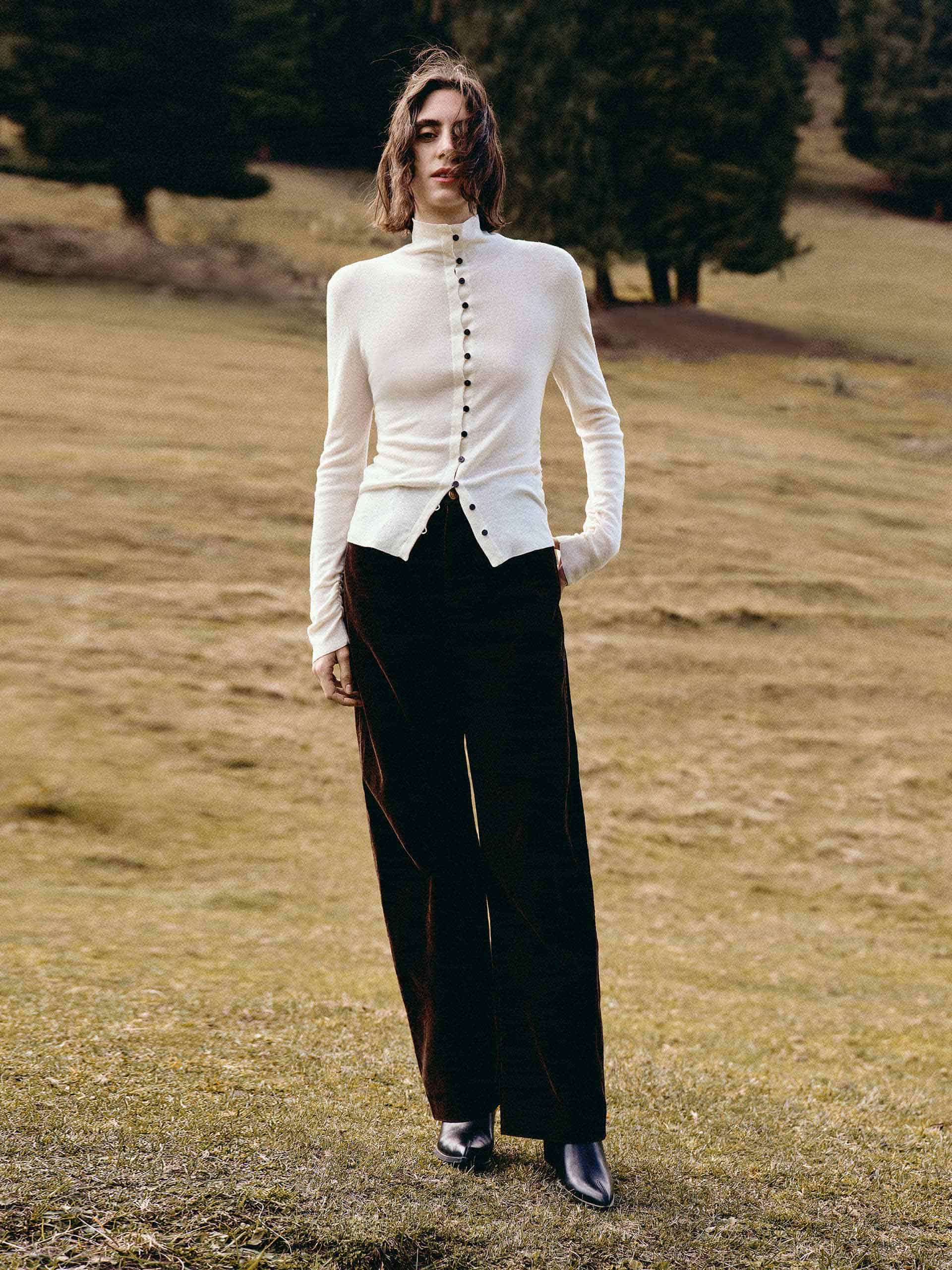 Pleated Waist Wool Sweater