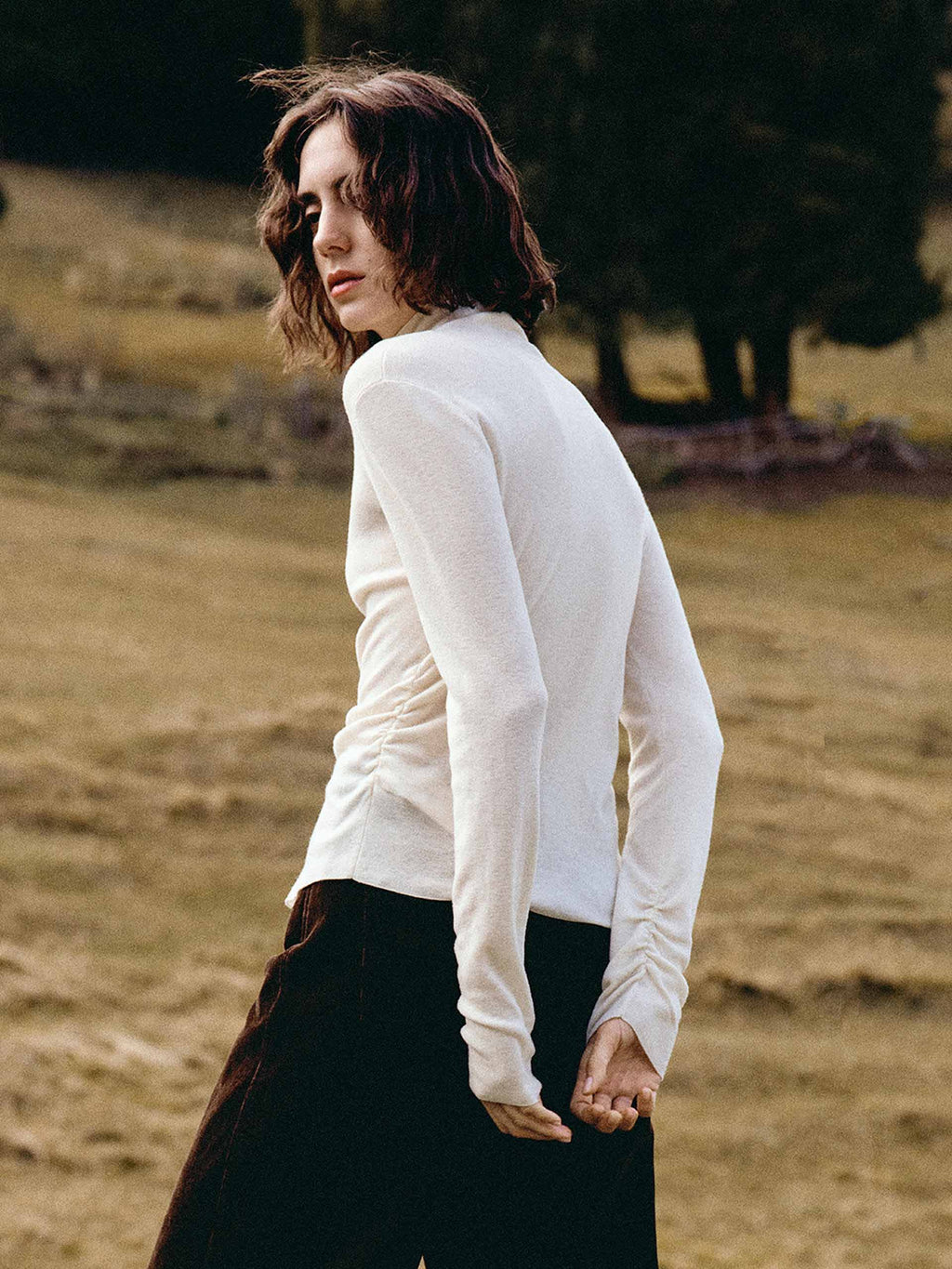 Pleated Waist Wool Sweater