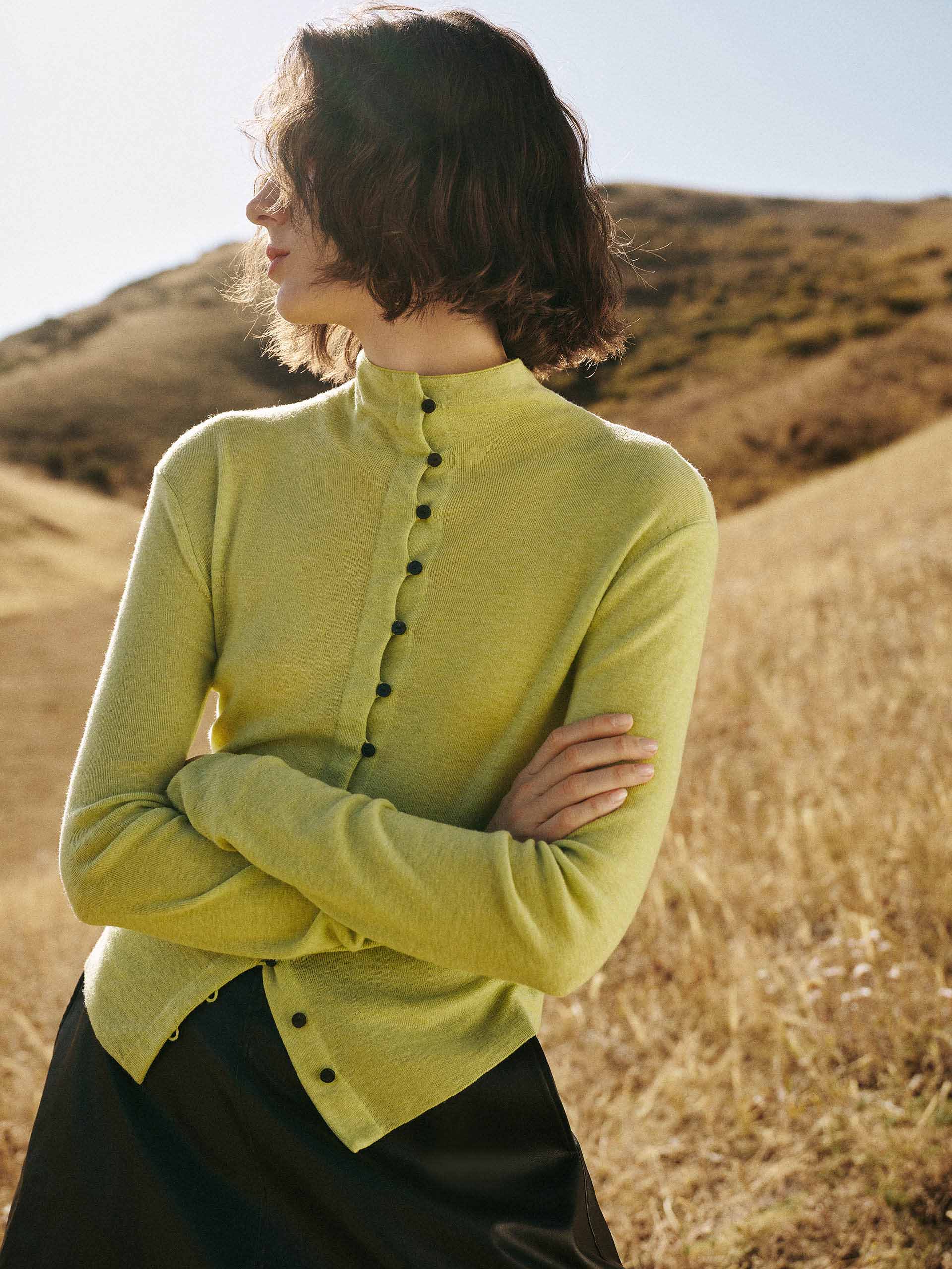 Pleated Waist Wool Sweater