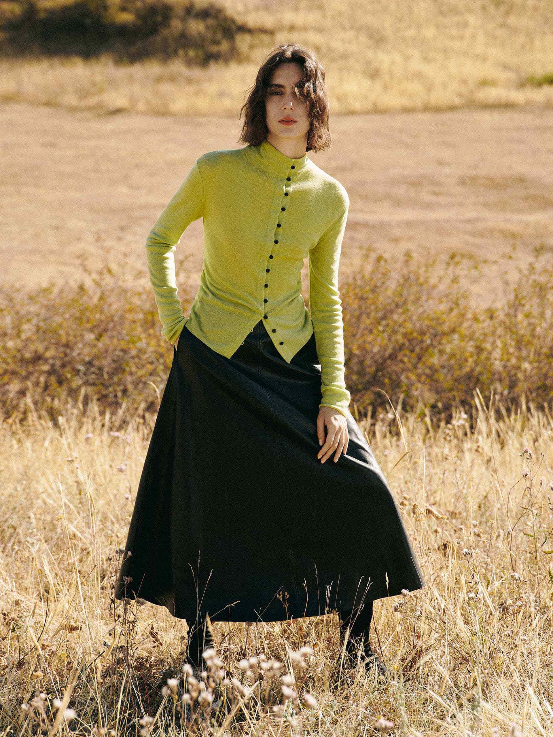 Pleated Waist Wool Sweater