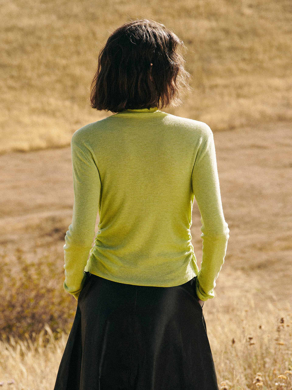 Pleated Waist Wool Sweater