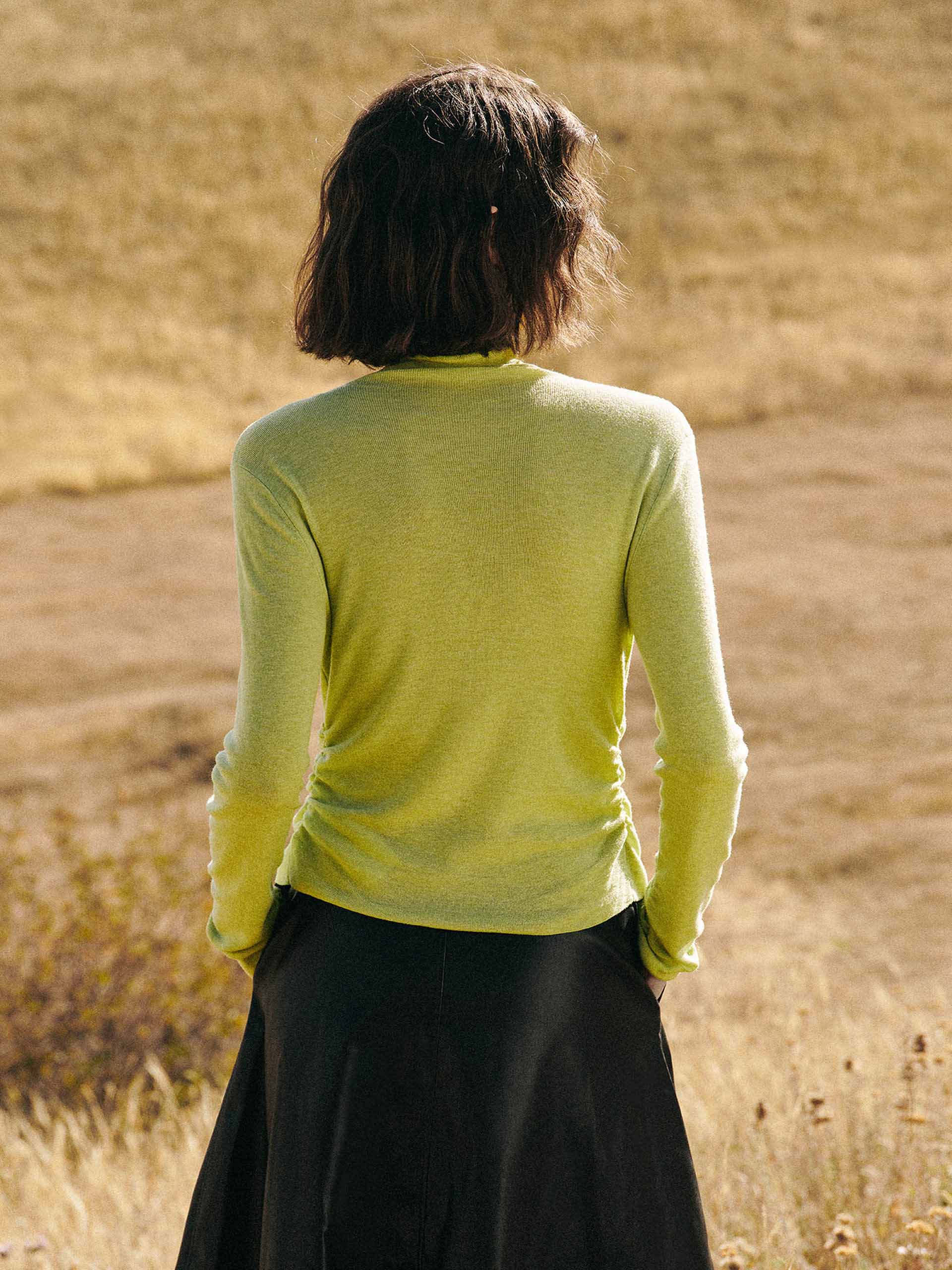 Pleated Waist Wool Sweater